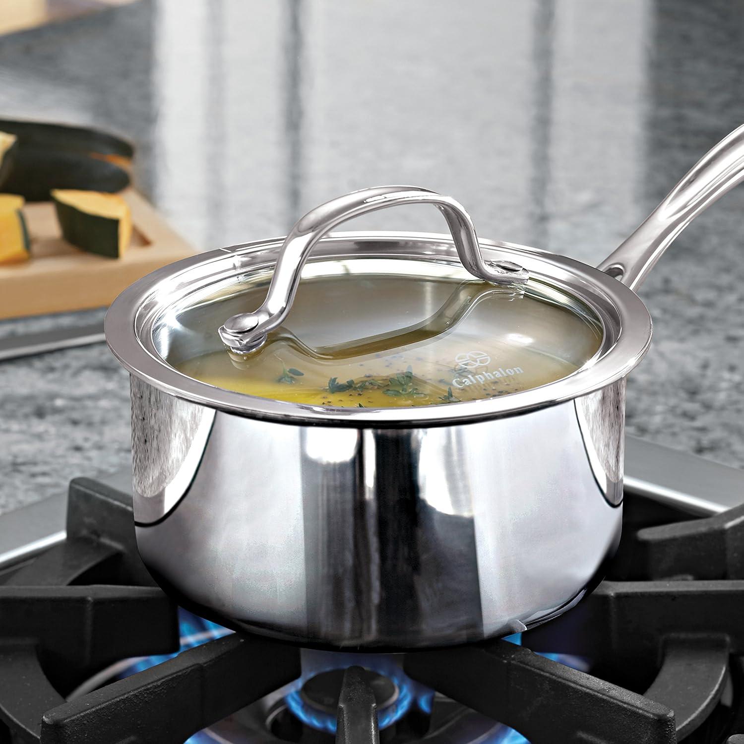 Calphalon Tri-Ply Stainless Steel 1.5-Quart Saucepan with Cover