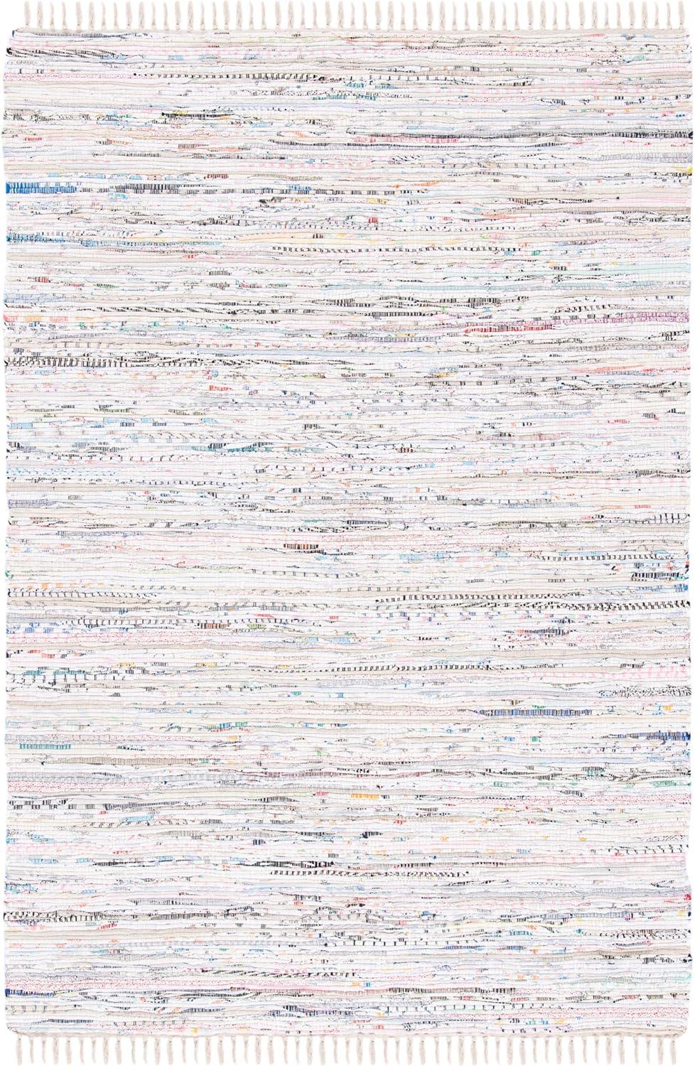 Rag Rug RAR121 Hand Woven Indoor Accent Rug - 4'x6' - Ivory/Multi - Safavieh