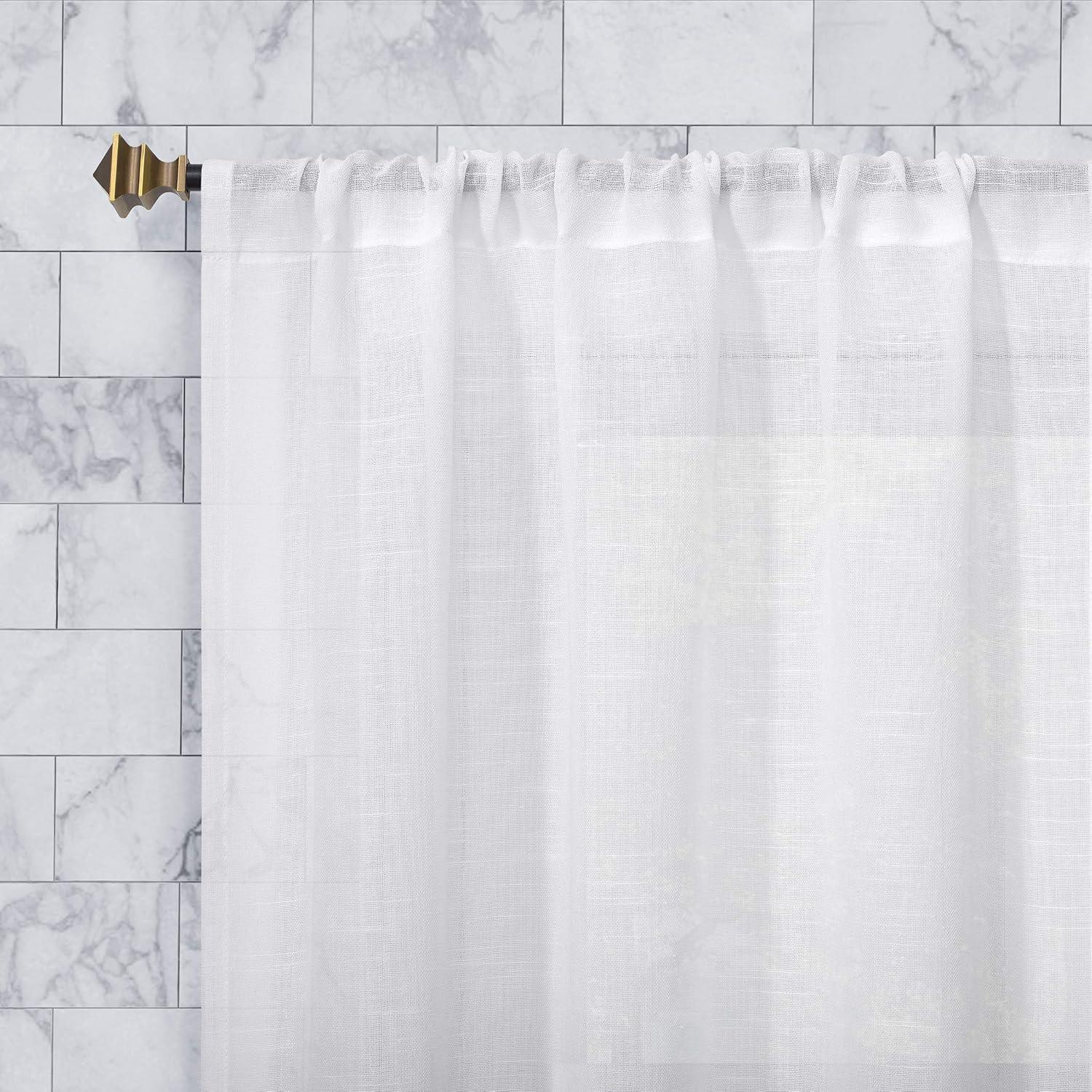 Set of 2 Slub Textured Linen Blend Cafe Curtain Tiers - Archaeo