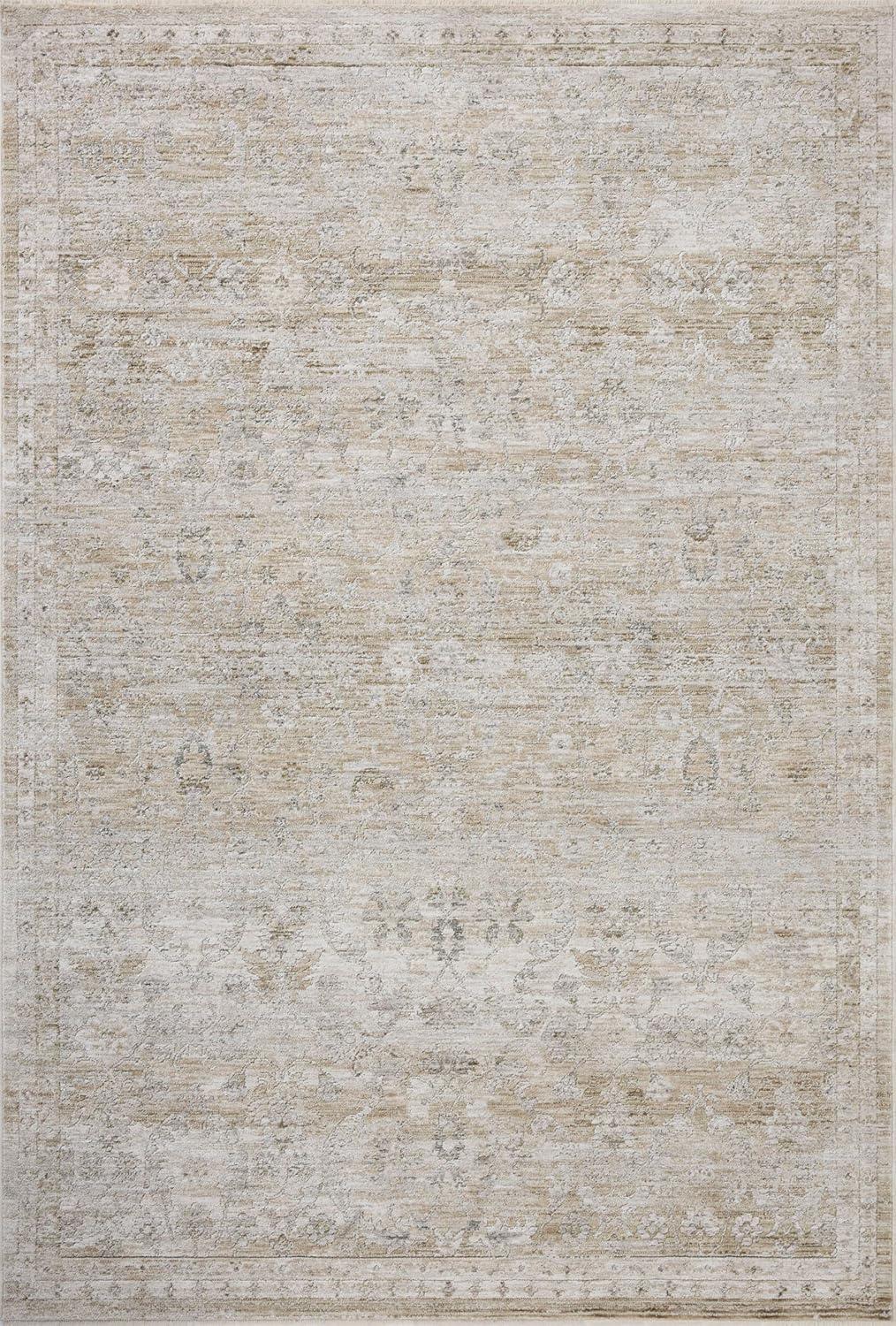 Ivory and Khaki Rectangular Synthetic Easy Care Rug