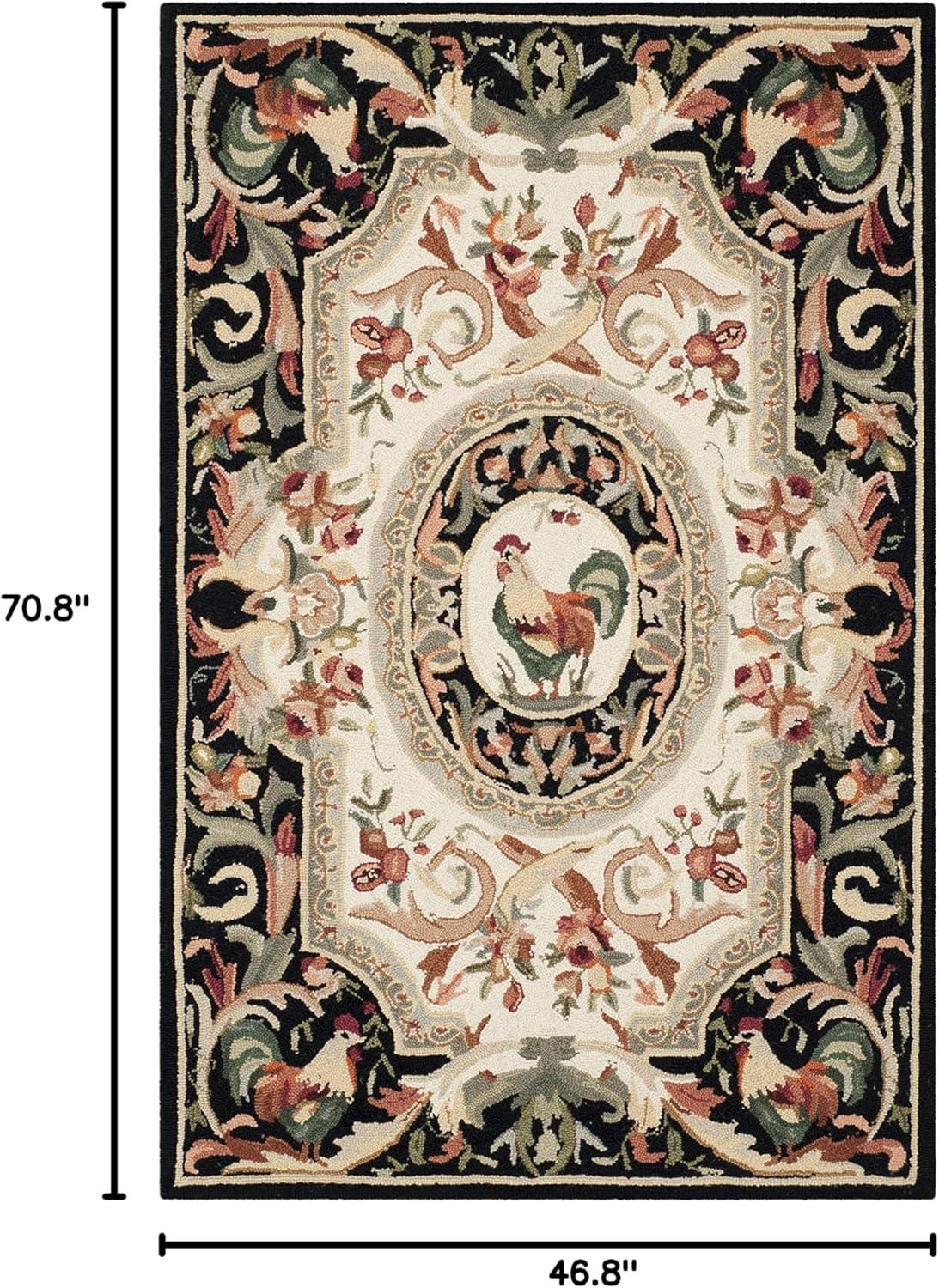 Chelsea HK48 Hand Hooked Area Rug - Ivory/Black - 3'9"x5'9" - Safavieh.