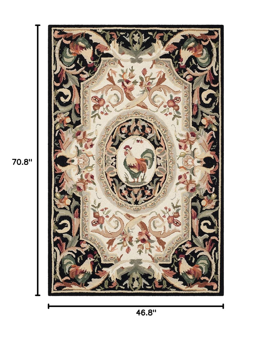 Chelsea HK48 Hand Hooked Area Rug - Ivory/Black - 3'9"x5'9" - Safavieh.