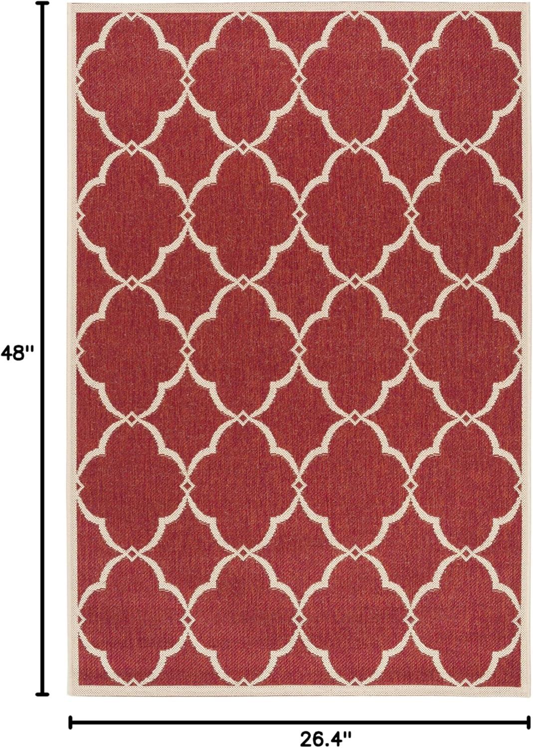 SAFAVIEH Beach House Sharla Geometric Indoor/Outdoor Area Rug, Red/Creme, 2'2" x 4'