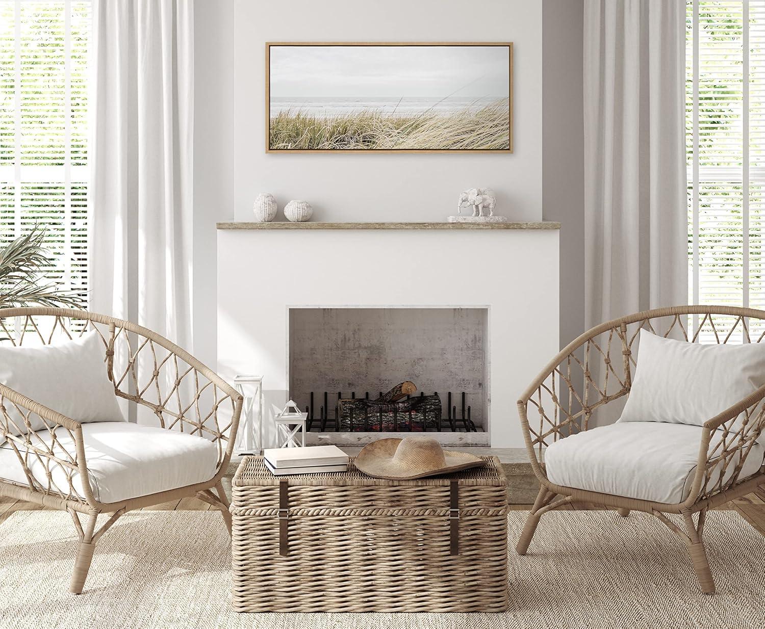 Kate and Laurel Sylvie East Beach Framed Canvas by Amy Peterson Art Studio, 18x40, Natural