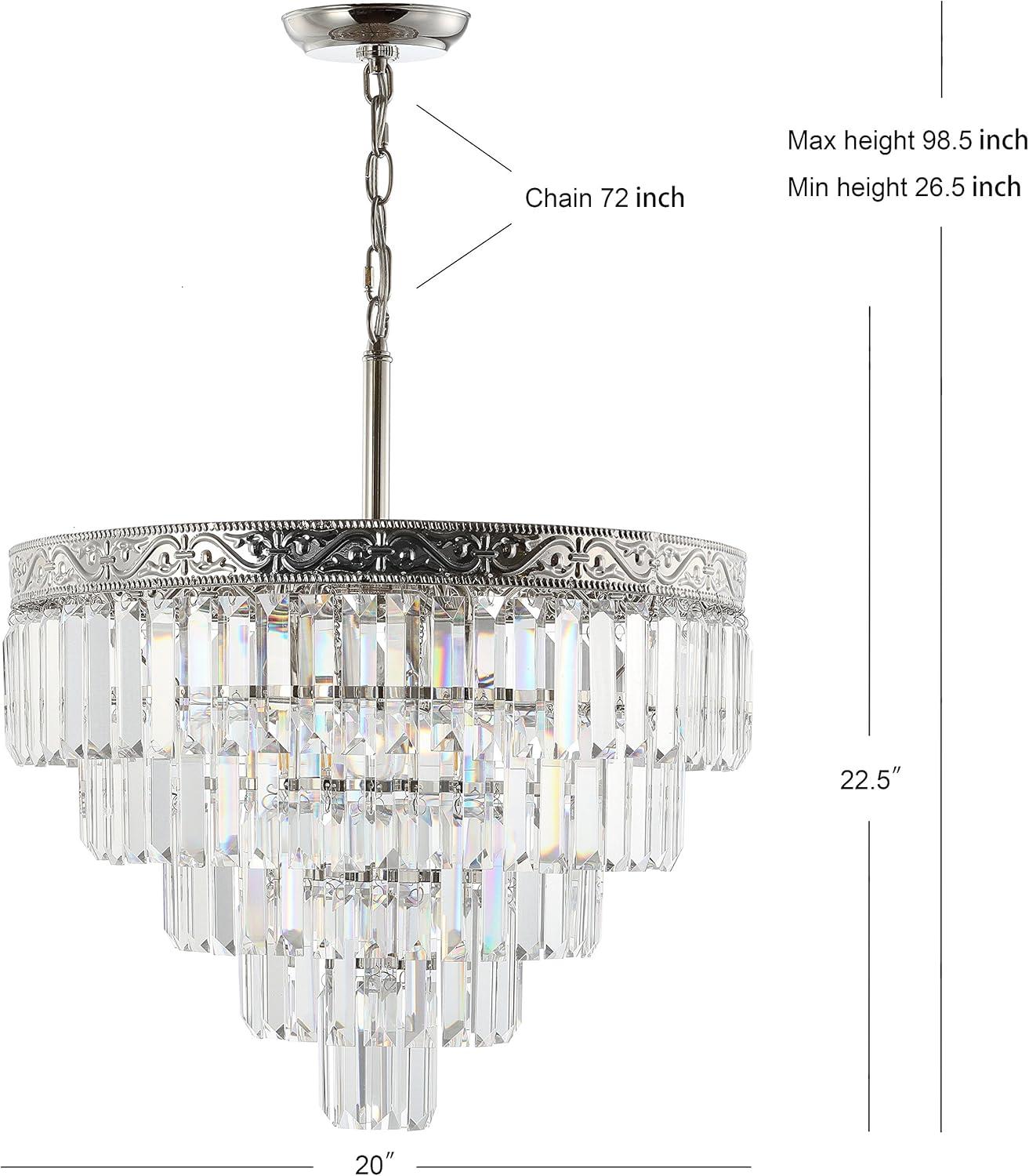 Wyatt 20" 4-Light Crystal LED Chandelier, Polished Nickel/ Clear