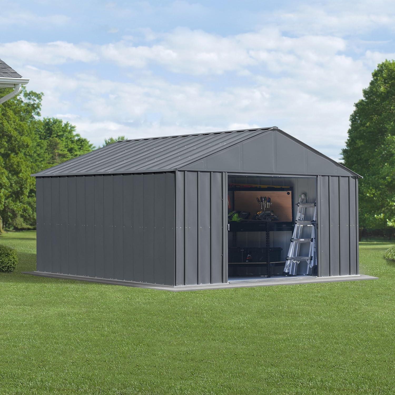 12 ft. W x 12 ft. D Galvanized Steel Storage Shed