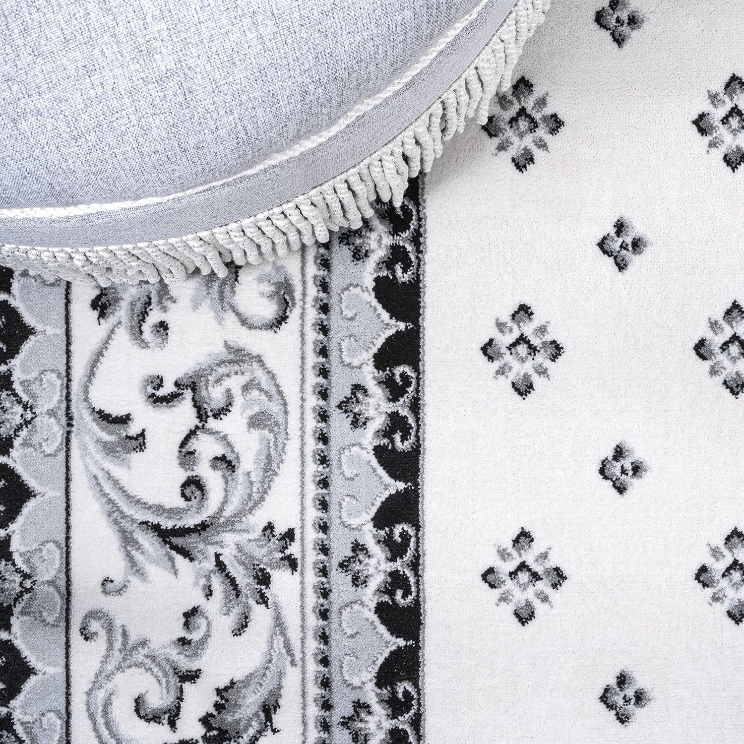 3'x5' Acanthus French Border Area Rug, Cream/Light Gray - JONATHAN Y