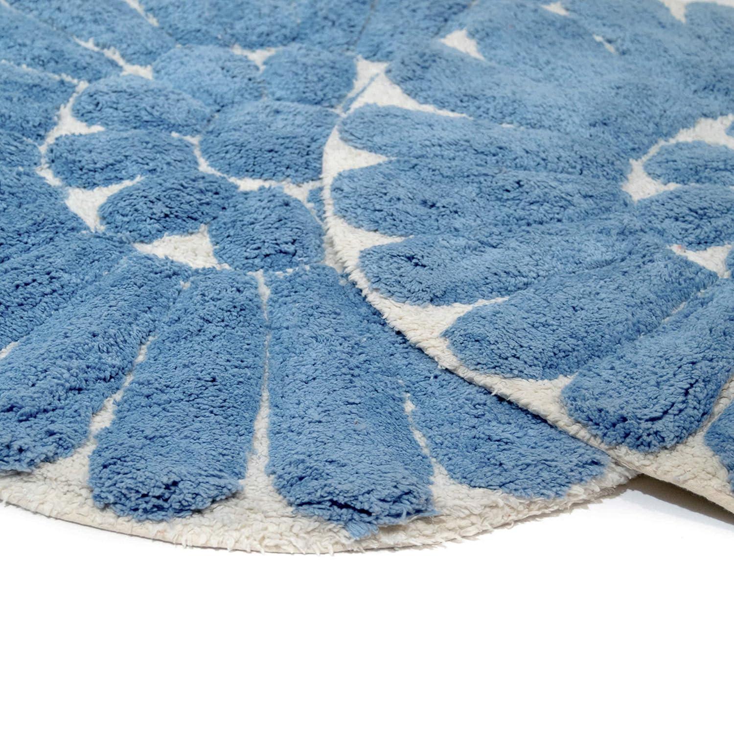 2pc Bursting Flower Bath Rug Set Light Blue - Chesapeake Merchandising: Cotton Tufted, Machine Washable, Non-Slip Backing