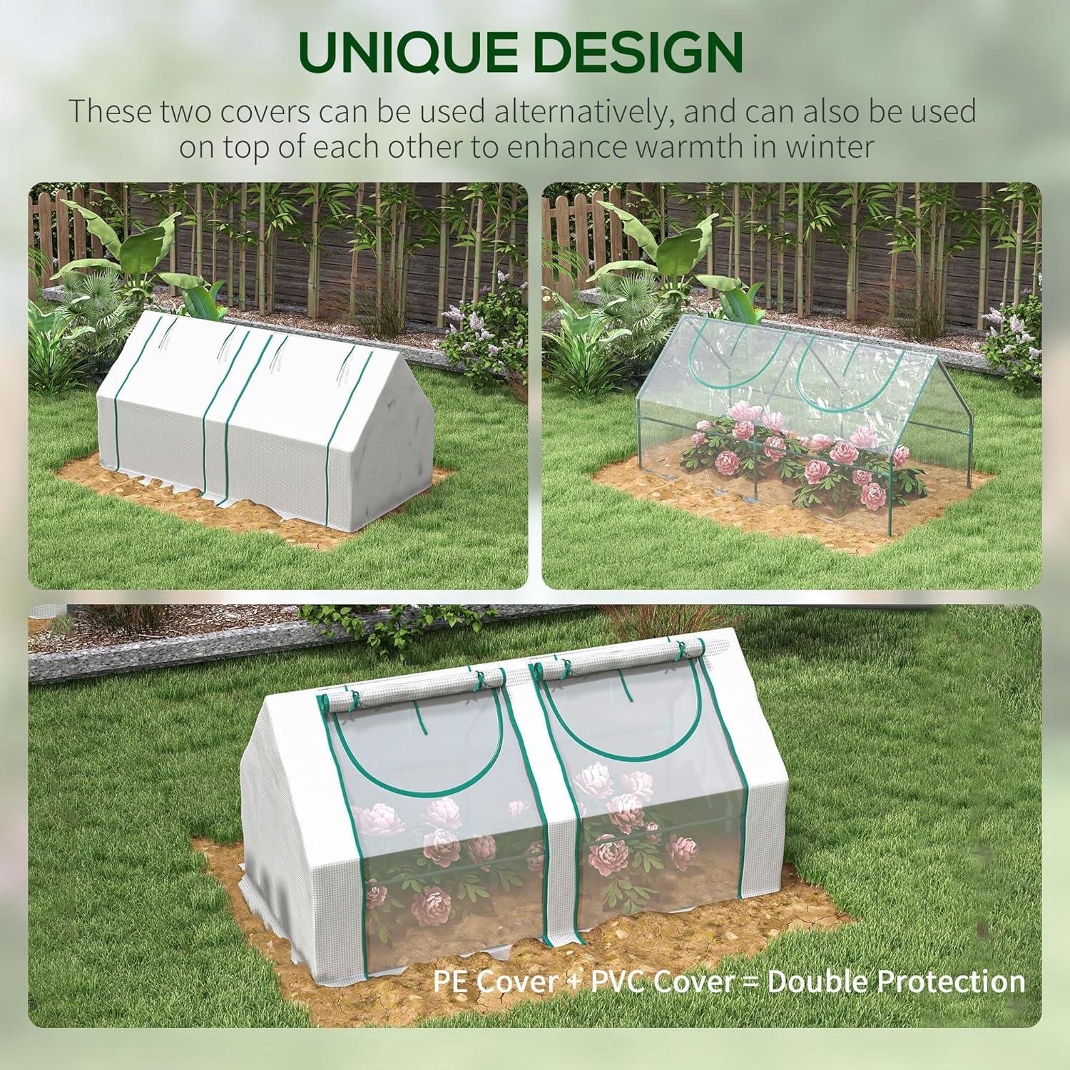 Green 6' x 3' Portable Greenhouse with Roll-Up Doors and Steel Frame