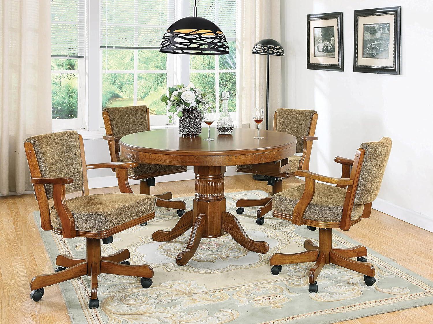 Chestnut Oak 47" Round Game Table with Green Felt