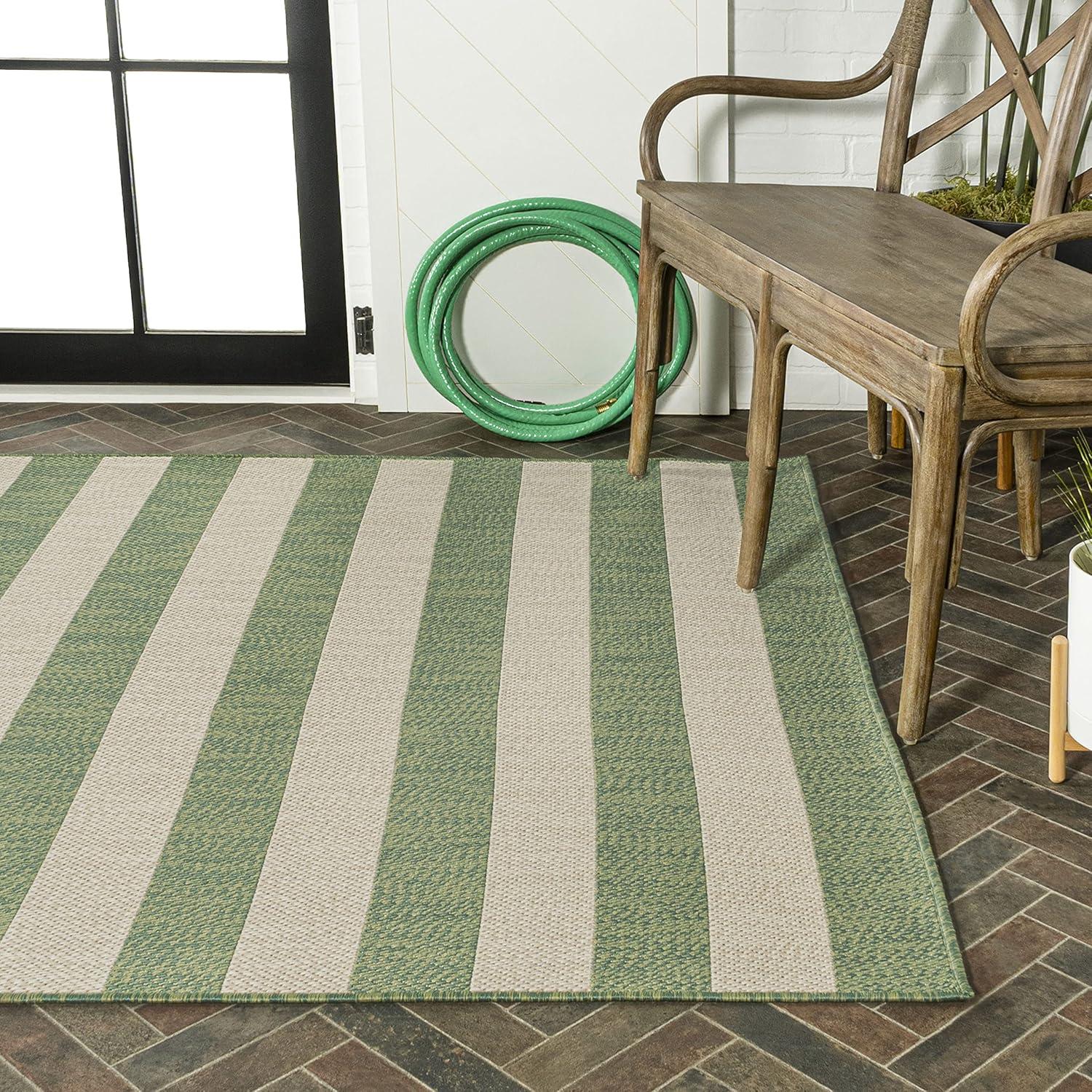 Negril Two-Tone Wide Stripe Indoor/Outdoor Area Rug - JONATHAN Y