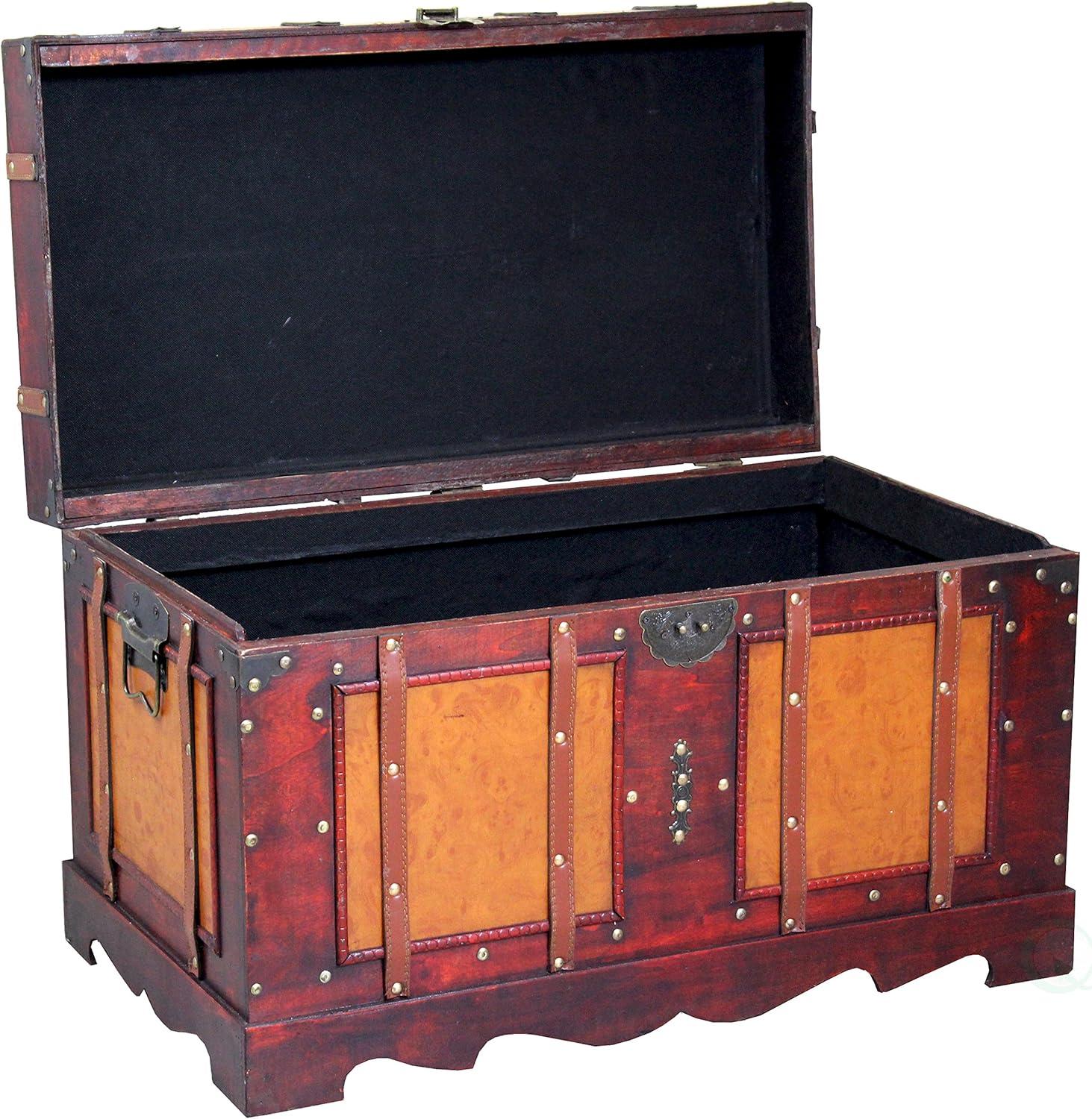 Vintiquewise Large Antique Style Steamer Trunk, Decorative Storage Box