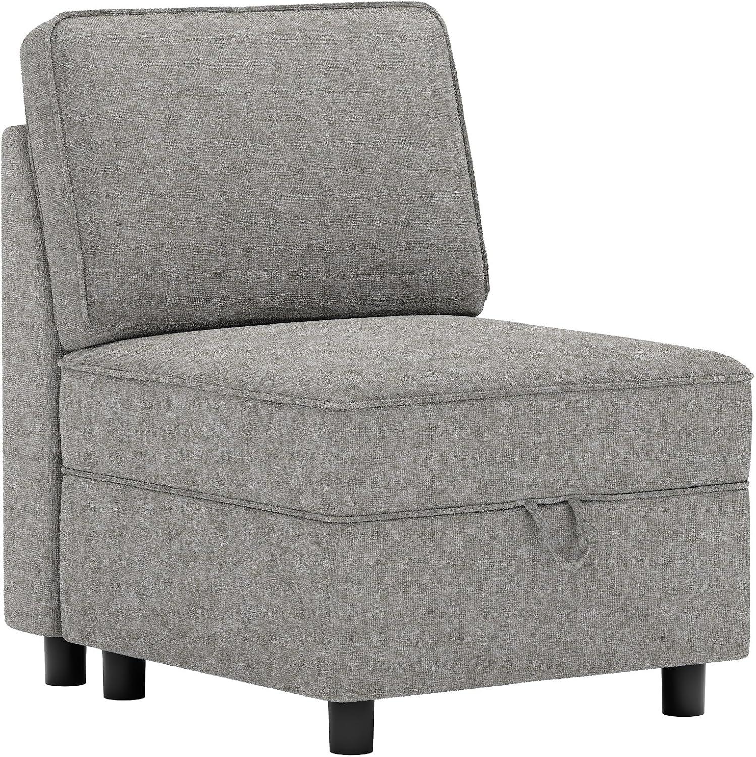 Ottoman Module for Modular Sectional Sofa, Storage Ottoman Footrest and Seat Cube for Living Room,Grey