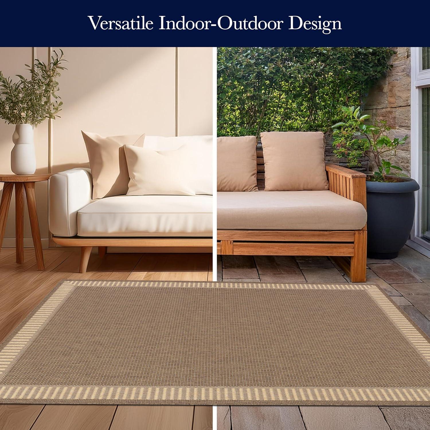 Couristan Recife Wicker Stitch Area Rug, 7'6" Square, Cocoa-Natural