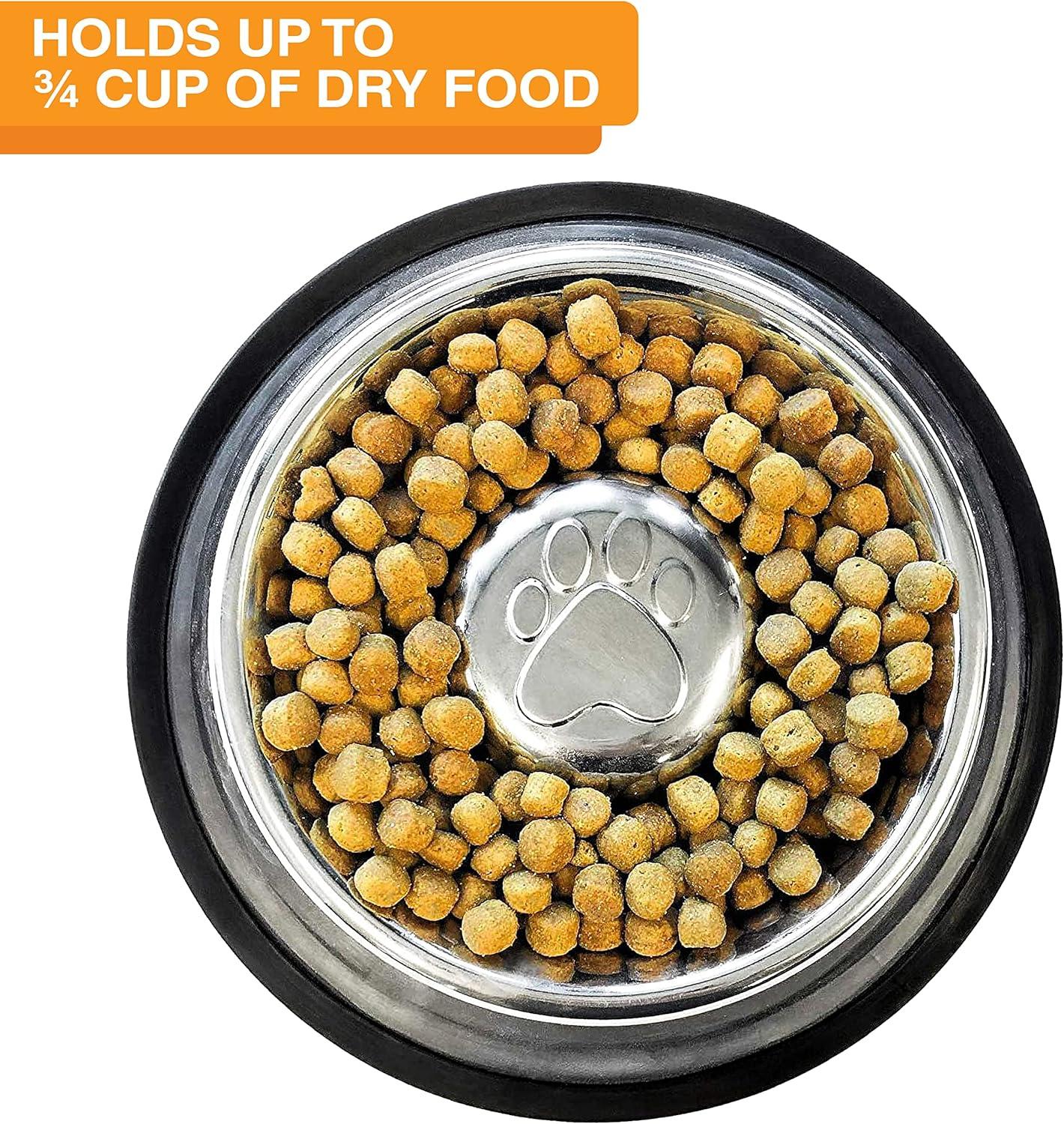 Neater Pets Stainless Steel Non-Tip Slow Feed Bowl - Improves Digestion, Stops Obesity, and Slows Down Eating, 3/4 Cup