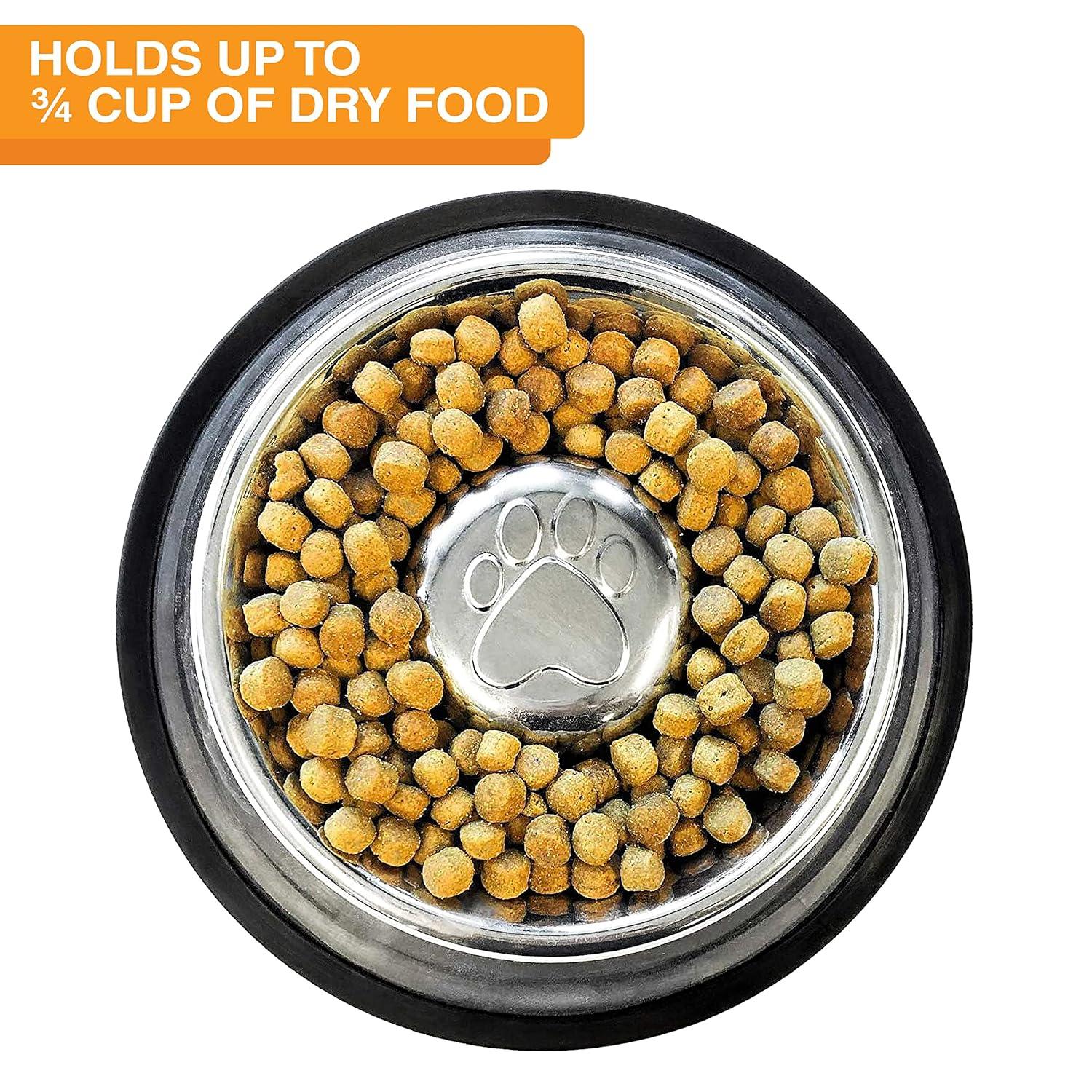 Neater Pets Stainless Steel Non-Tip Slow Feed Bowl - Improves Digestion, Stops Obesity, and Slows Down Eating, 3/4 Cup