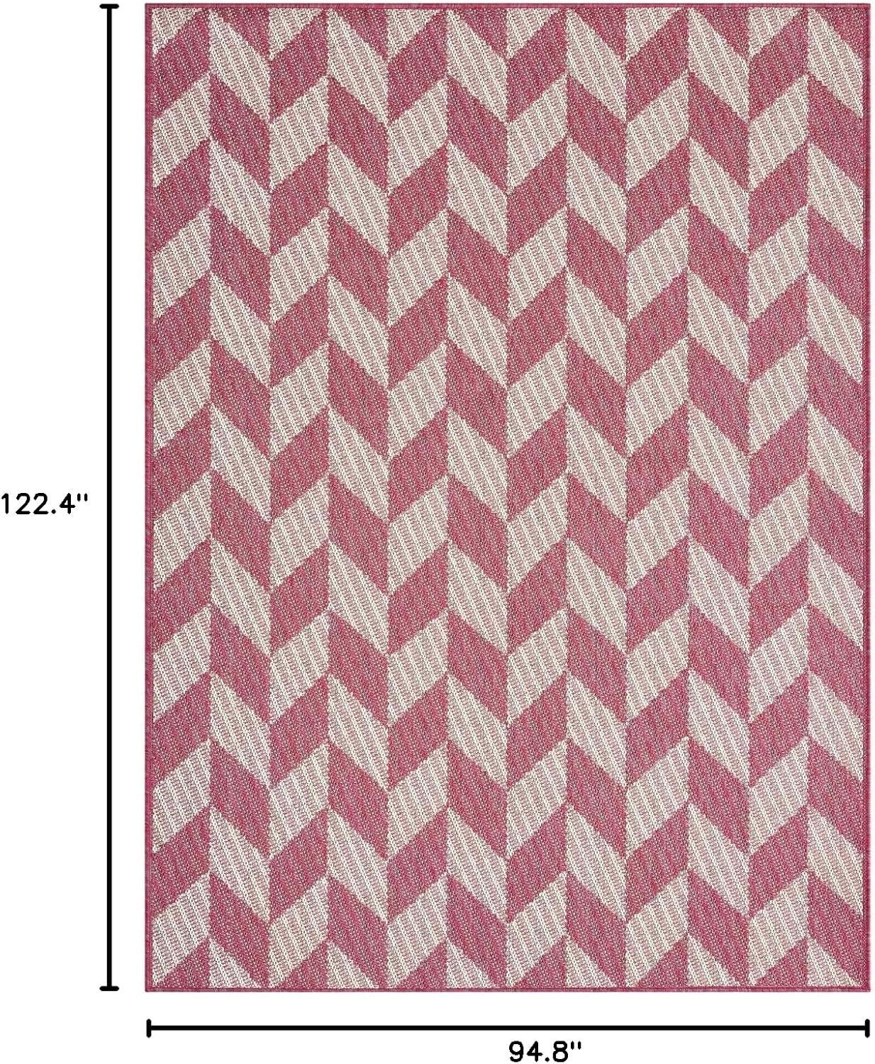 NICOLE MILLER NEW YORK Country Calla Herringbone Indoor/Outdoor Area Rug, Pink/Ivory