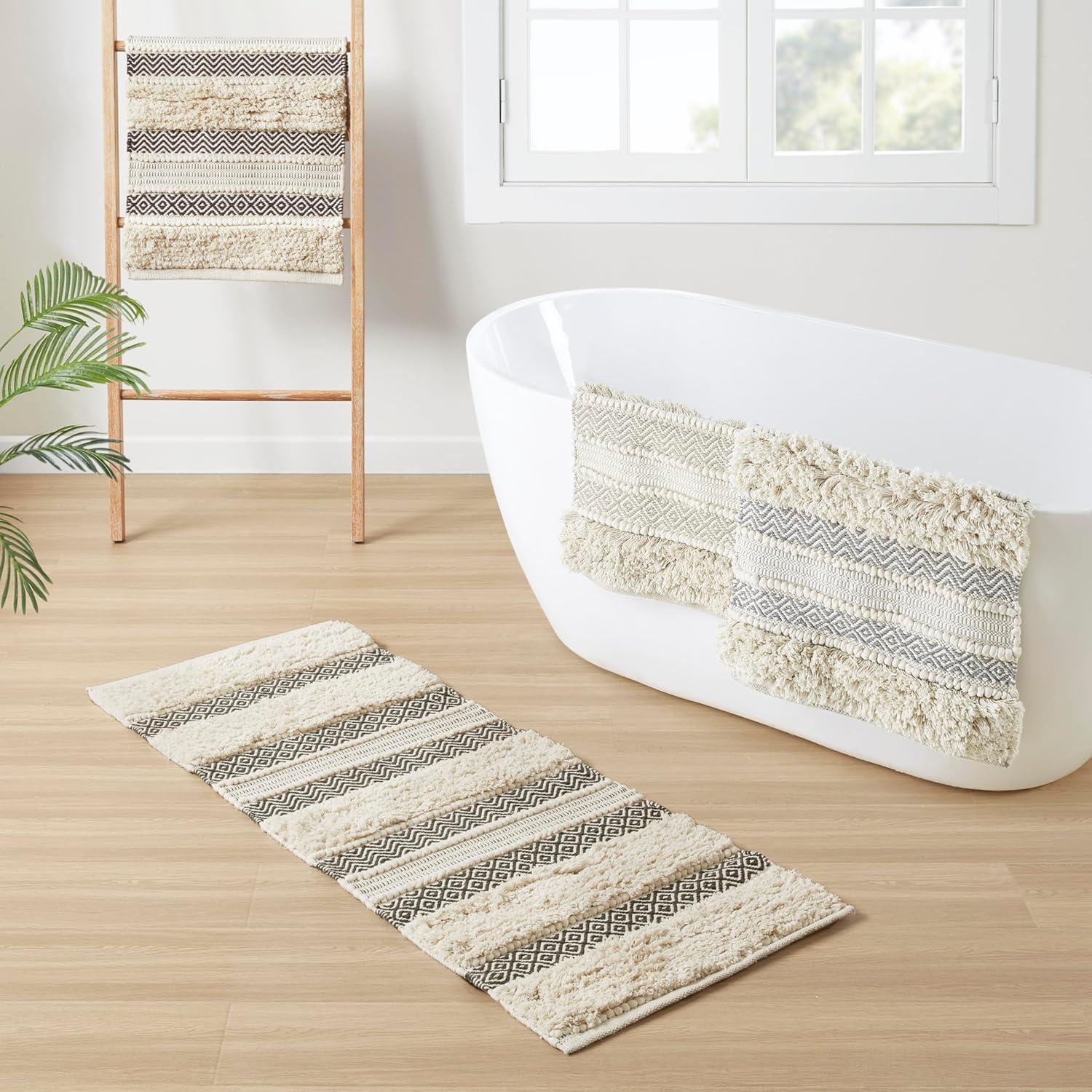 INK+IVY Asher Cotton Blend Bath Rug with Non-Slip Backing