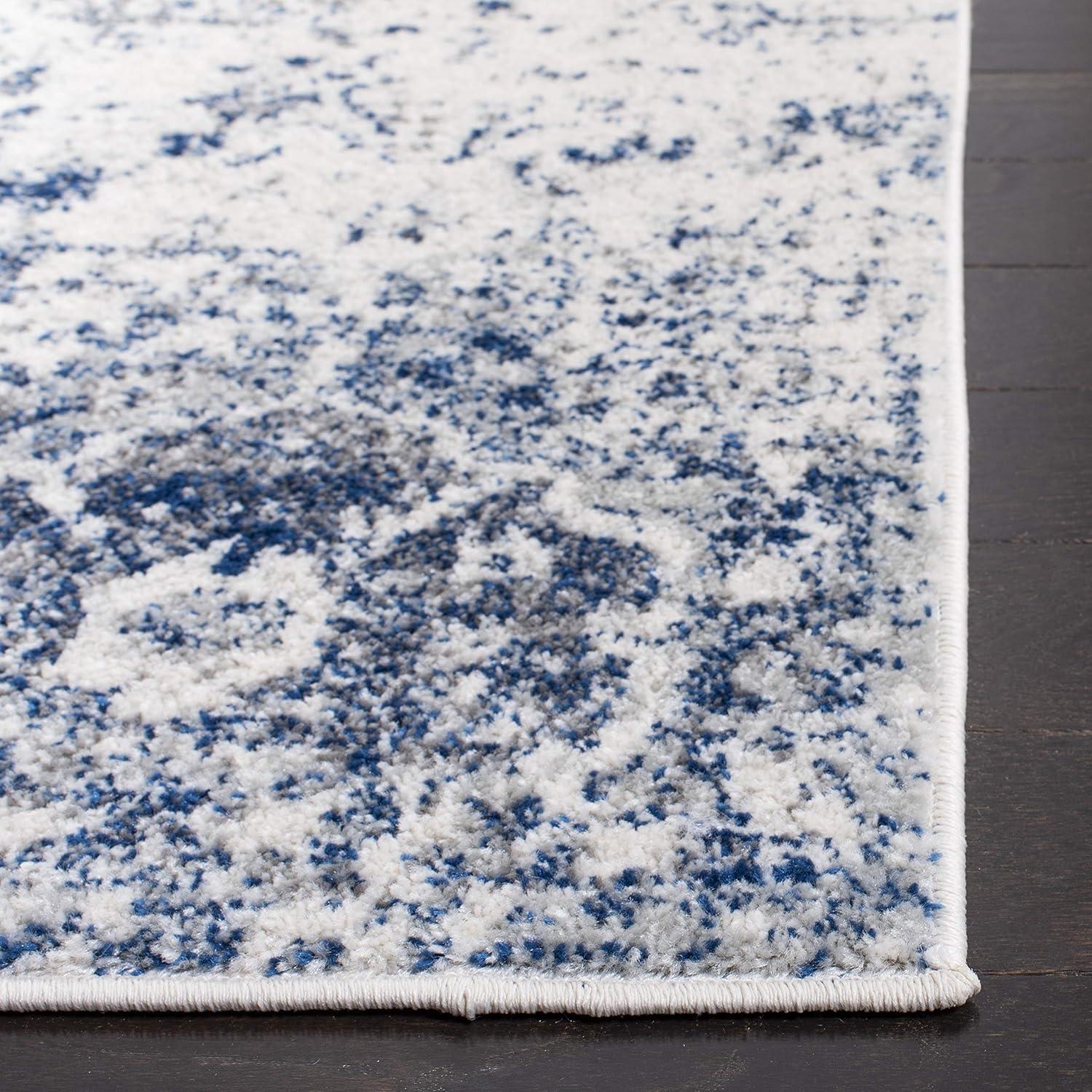 SAFAVIEH Madison Judith Distressed Area Rug, White/Royal Blue, 10' x 14'