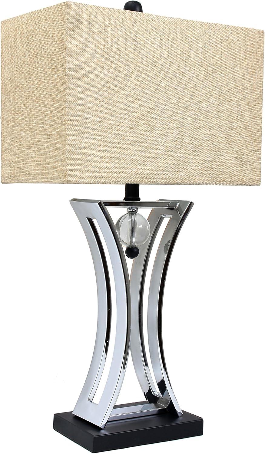 Chrome Executive Business Table Lamp Metallic Silver - Elegant Designs: Hourglass Pendulum, No Assembly Required, UL Listed