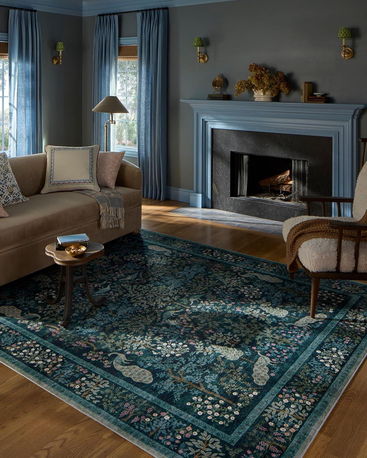 Rifle Paper Co. x Loloi Canopy Teal Area Rug