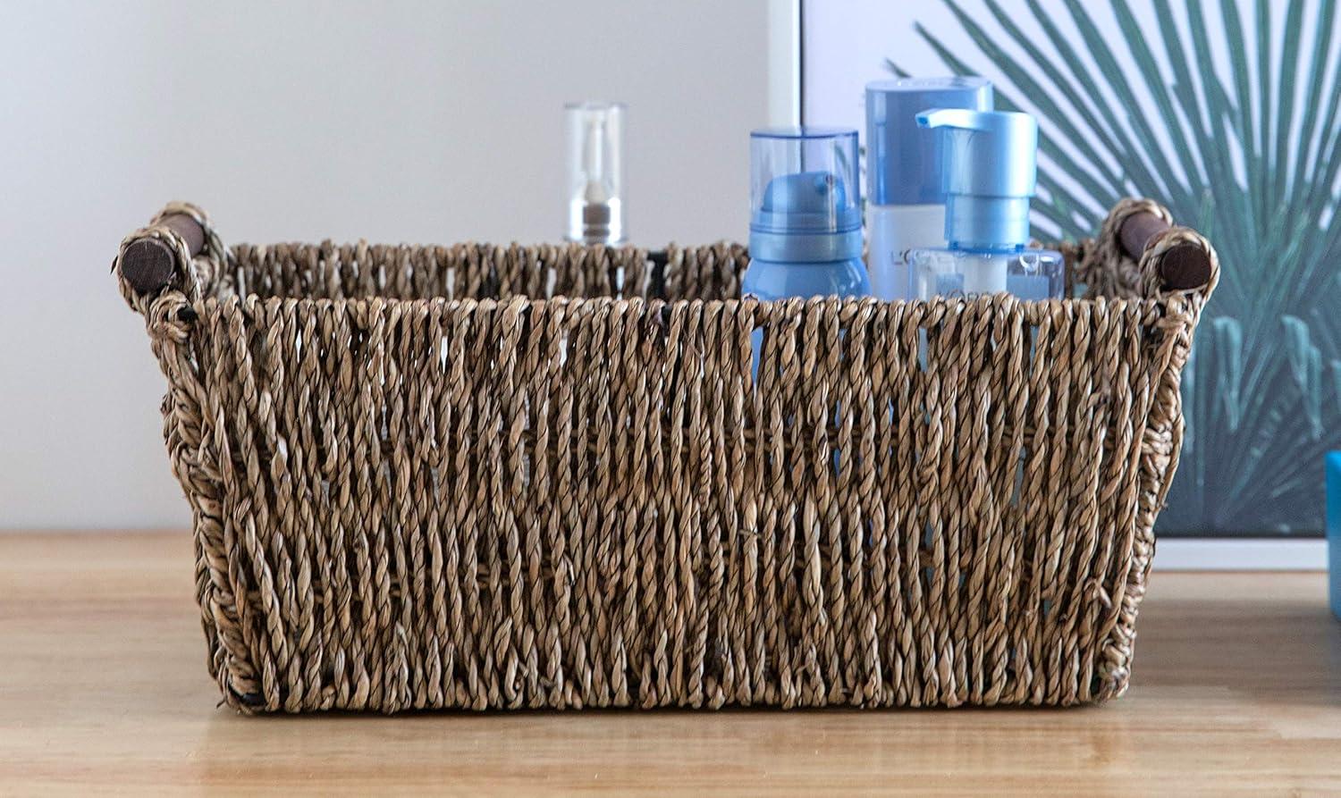 Vintiquewise Seagrass Counter-Top Basket Great for Folded Paper Towel