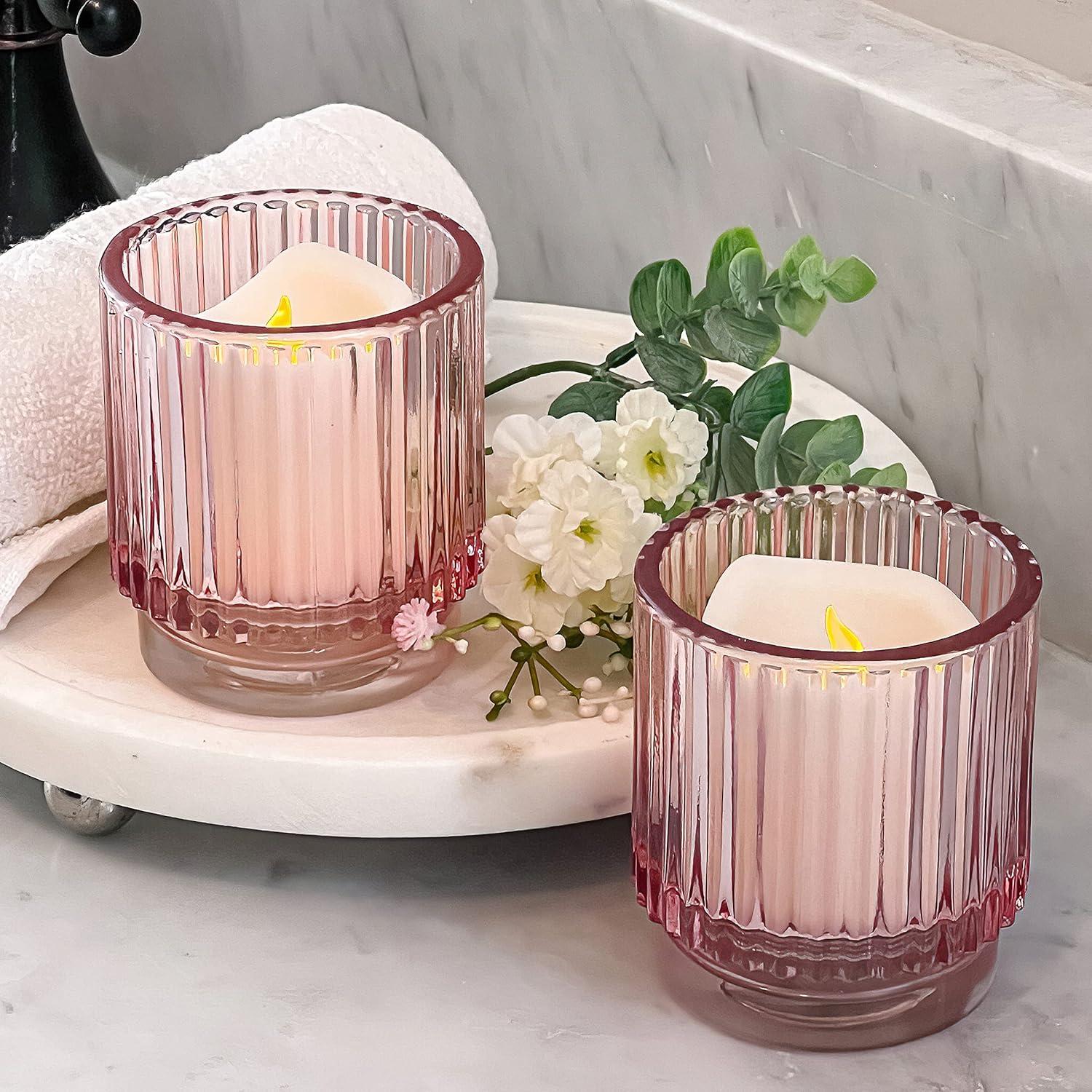 Ribbed Glass Votive Candle Holder (Set of 6)