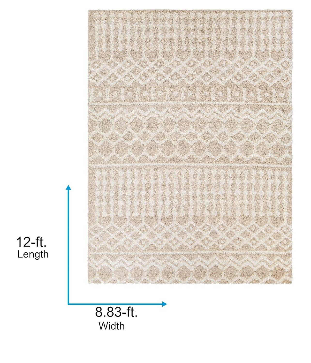 Livabliss Urban Shag Global Moroccan Area Rug,8'10" x 12',Beige