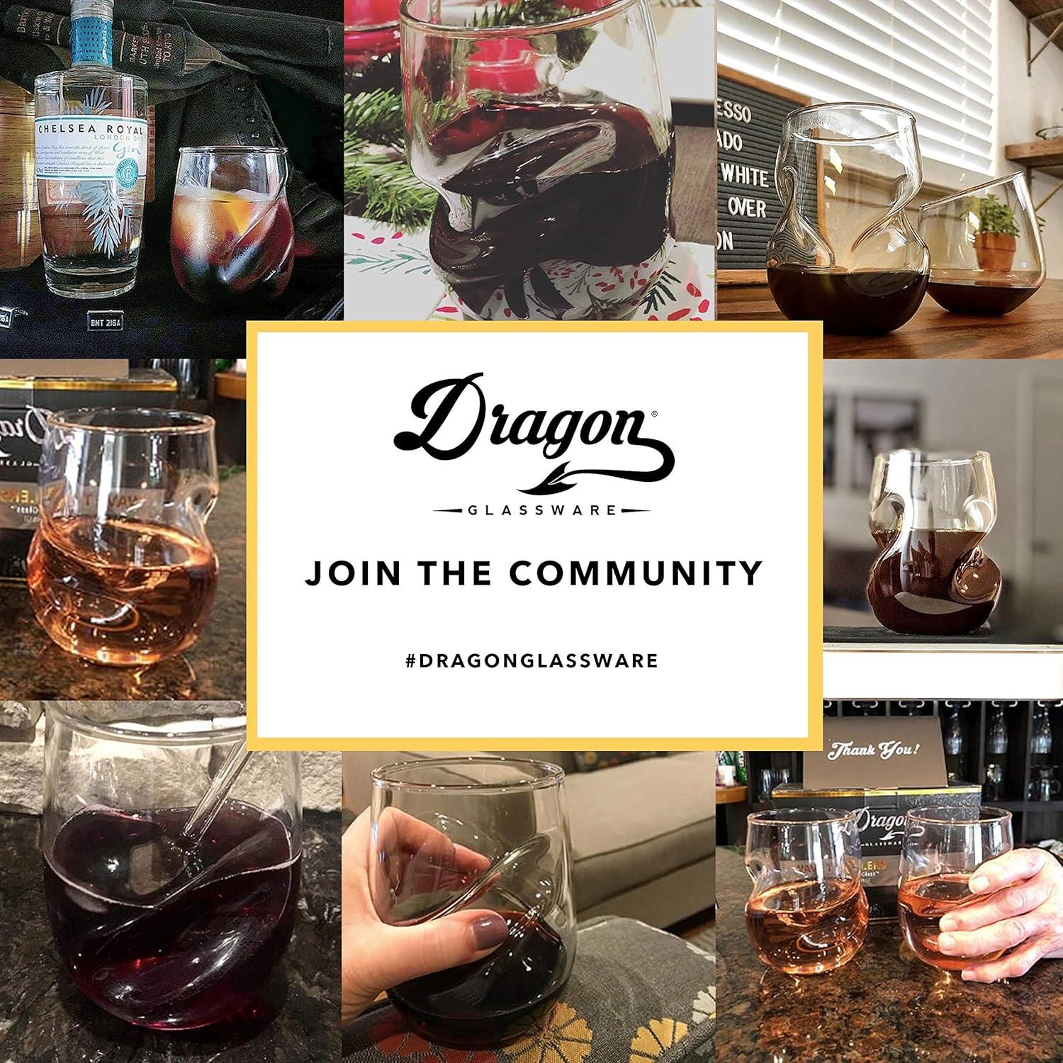 Dragon Glassware 16 oz Stemless Wine Glasses Clear Set of 2