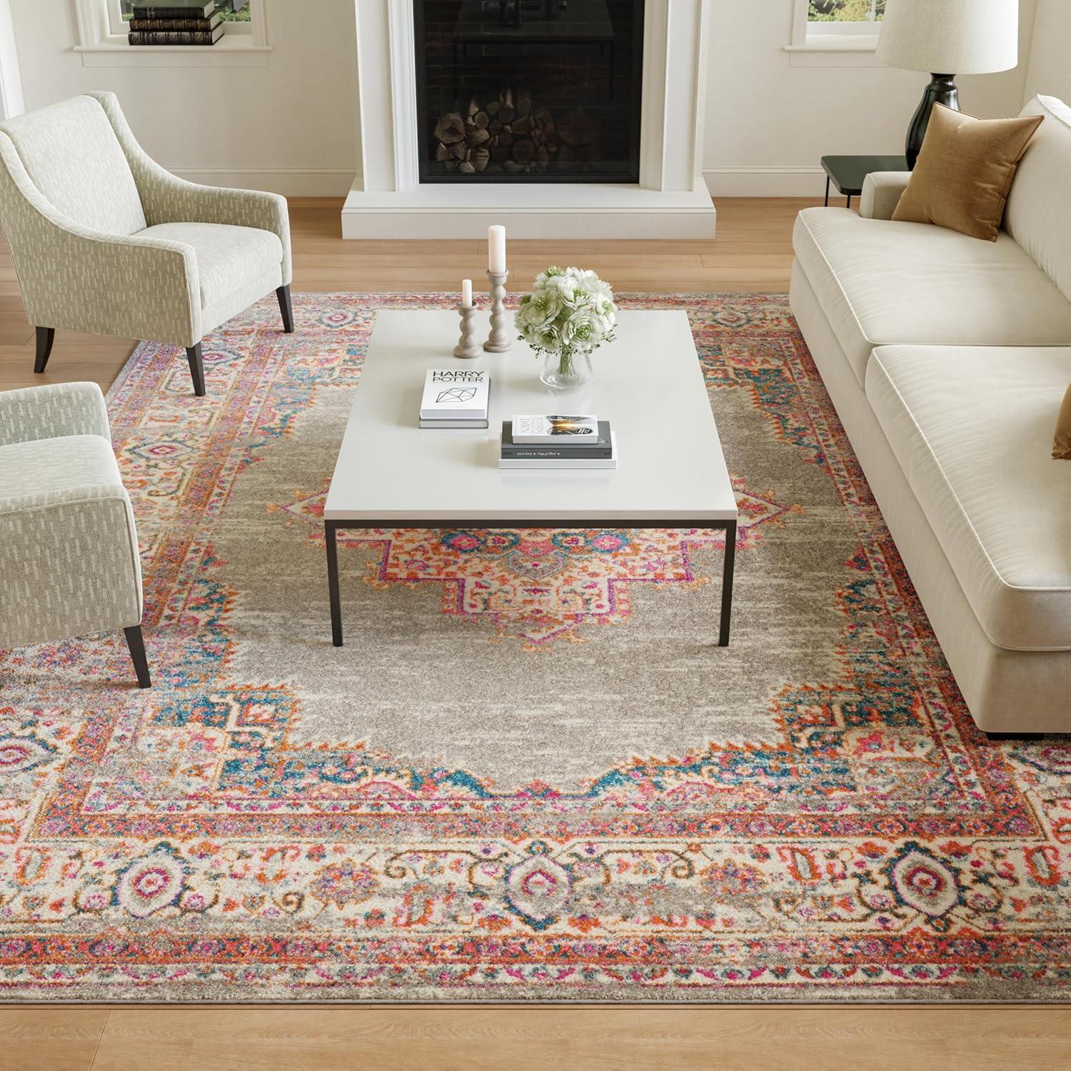 Nourison Passion Medallion Bohemian Indoor Rug Grey 8' x 10'