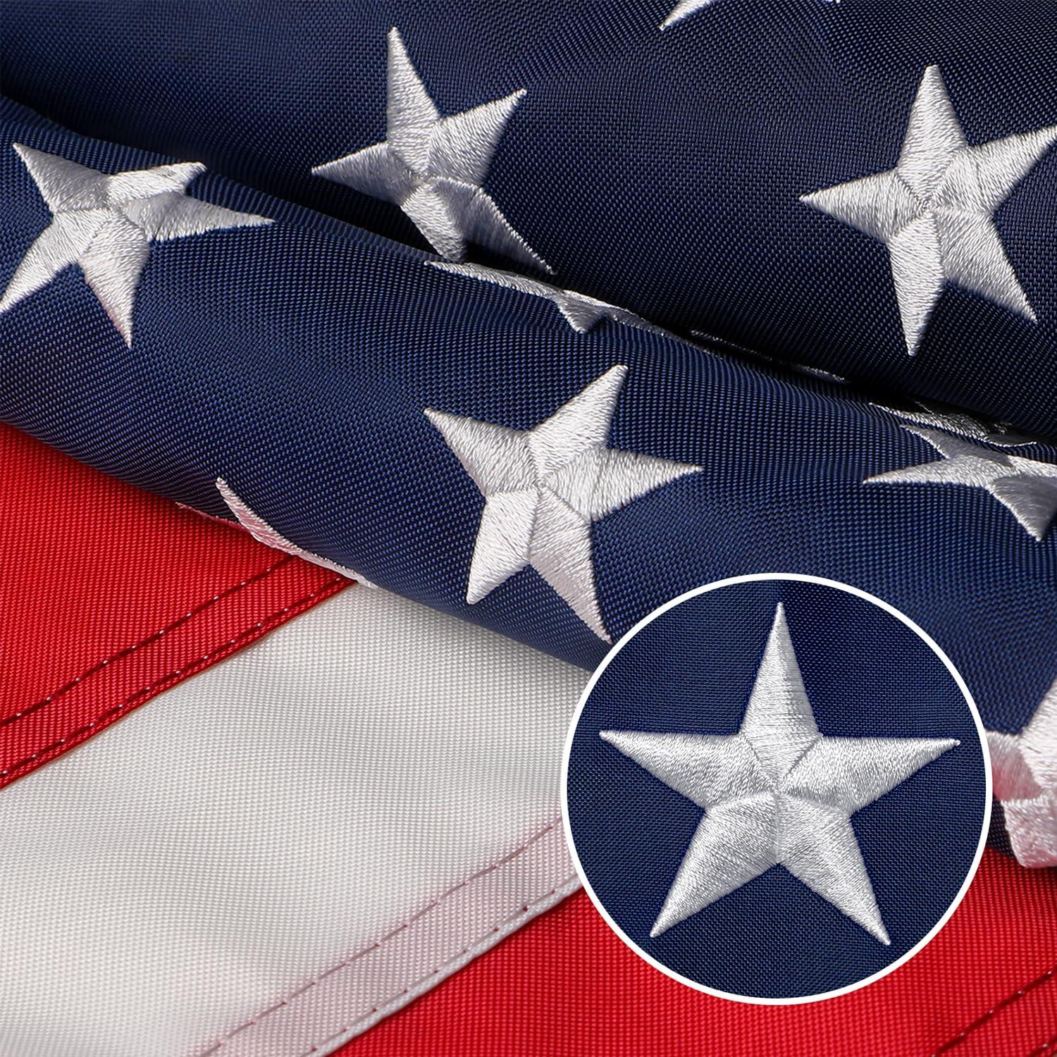 American Flag, American Flags, American Flag 6x10 Outdoor, US Flags with Embroidered Stars, Vivid Color, Sewn Stripes, Brass Grommets (6 by 10 Foot)