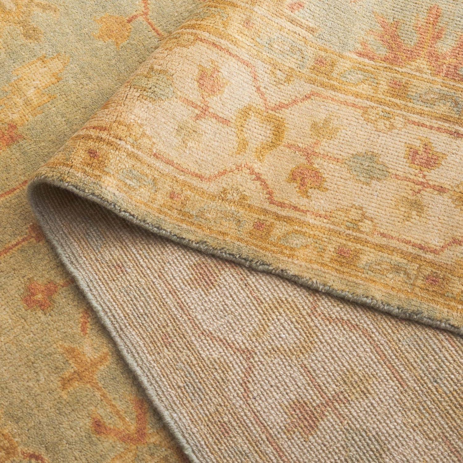 Oushak OSH141 Hand Knotted Area Rug - Soft Green/Ivory - 4'x6' - Safavieh.