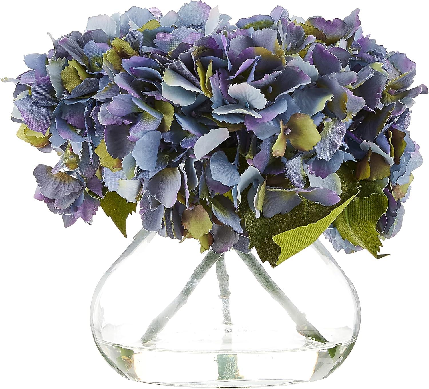 Nearly Natural Blooming Hydrangea with Vase Arrangement