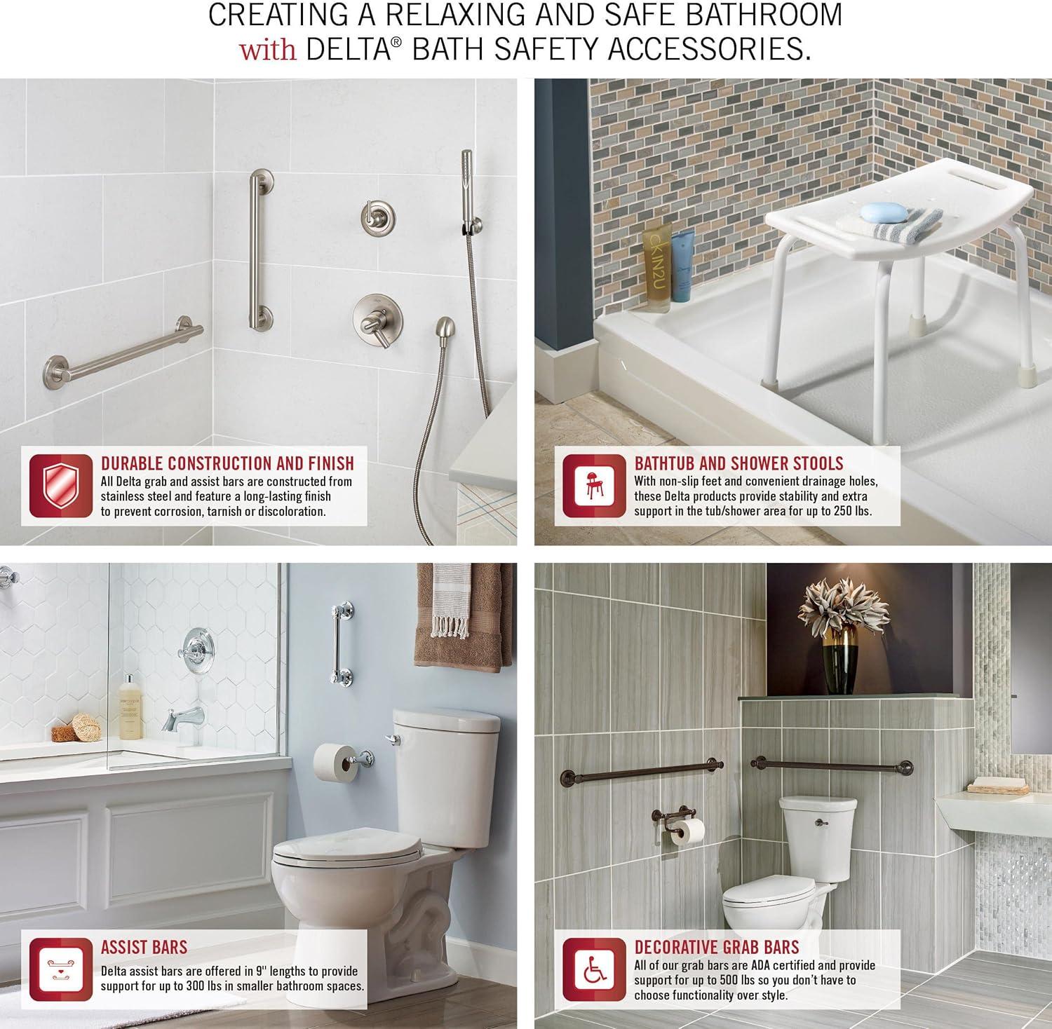Delta 2.9-in White Wall mount Grab Bar ( 500-lb Weight Capacity )