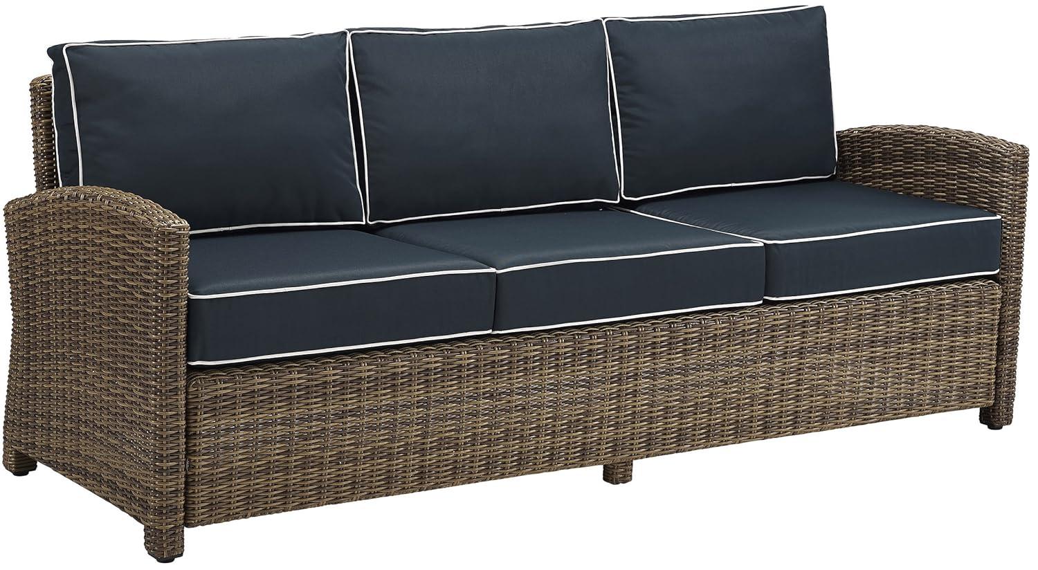 Bradenton Outdoor Wicker Sofa - Navy - Crosley: Steel Frame, Moisture-Resistant, UV-Resistant