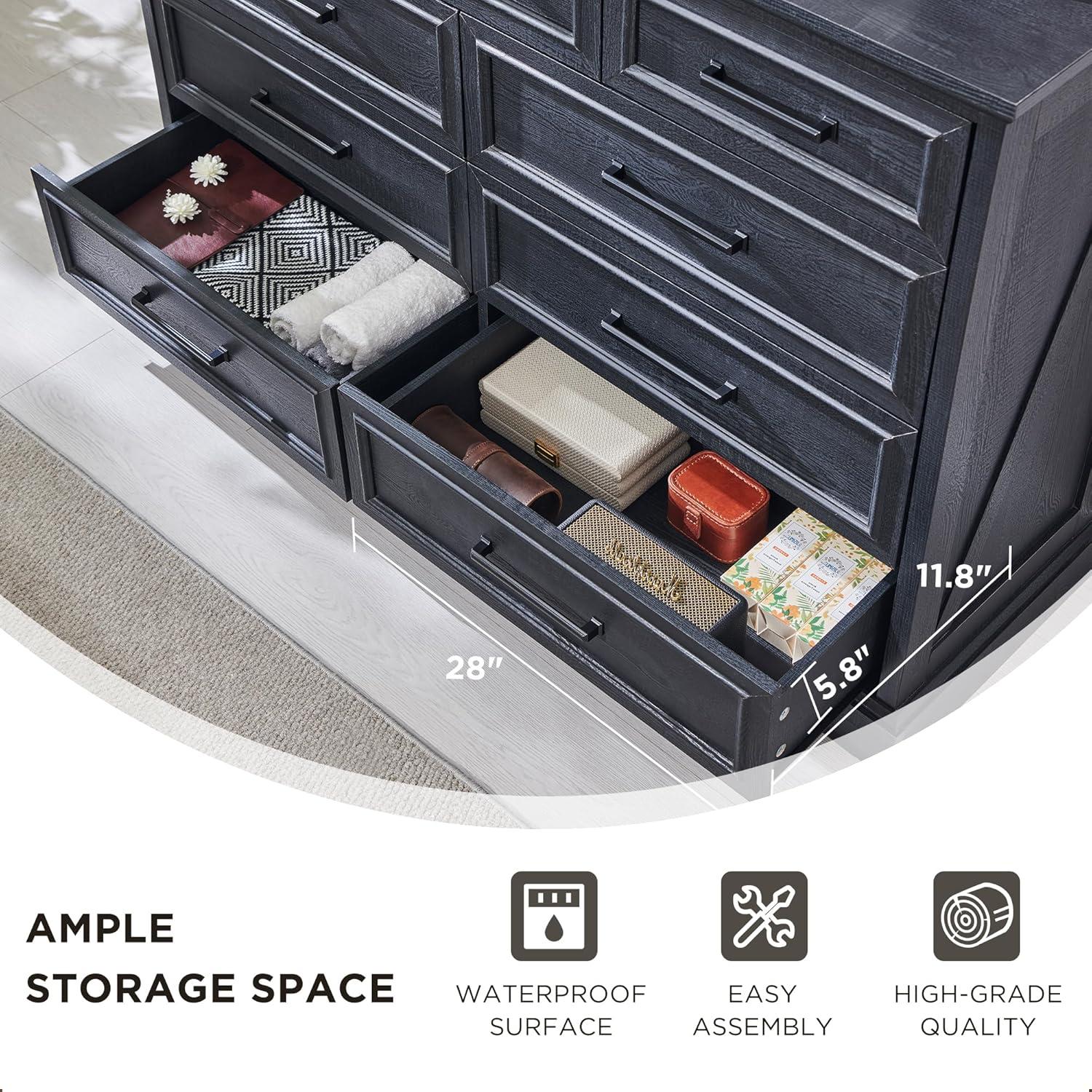 Lark Manor™ Ursula 52"W Farmhouse 6 Wide Drawer Dresser, Bedroom Chest of Drawers With  Anti-Tip Design