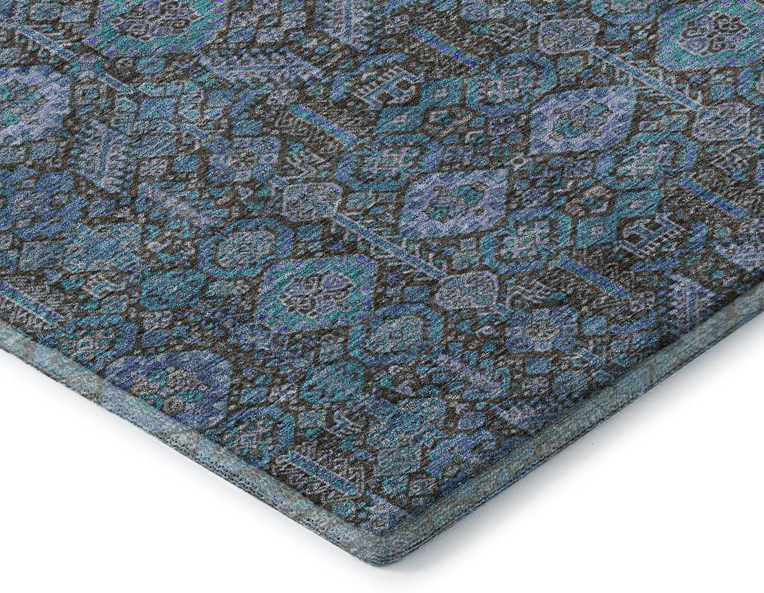 Teal Bohemian Washable Synthetic 8' x 10' Area Rug