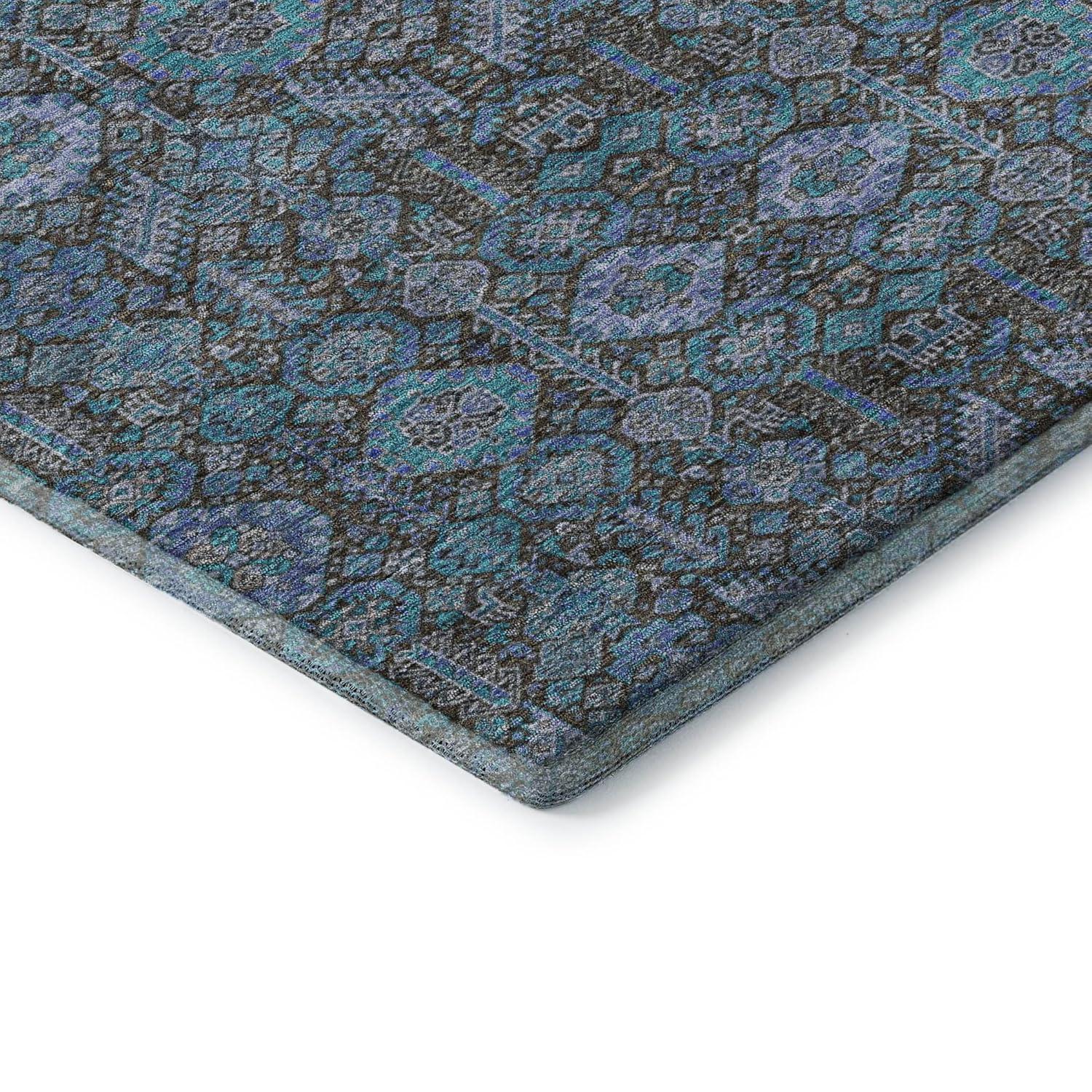 Teal Bohemian Washable Synthetic 8' x 10' Area Rug