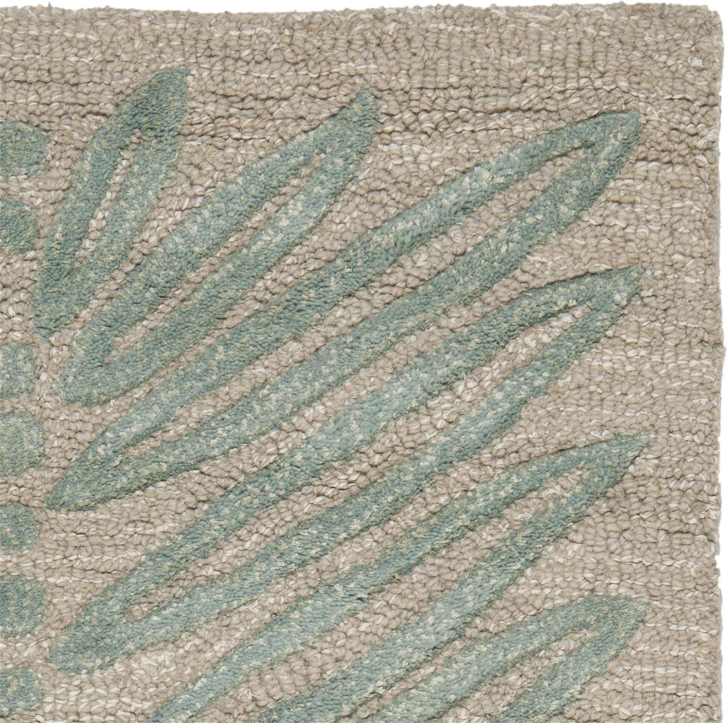 Chevron Leaves Beige and White Wool Viscose 4' x 6' Rug