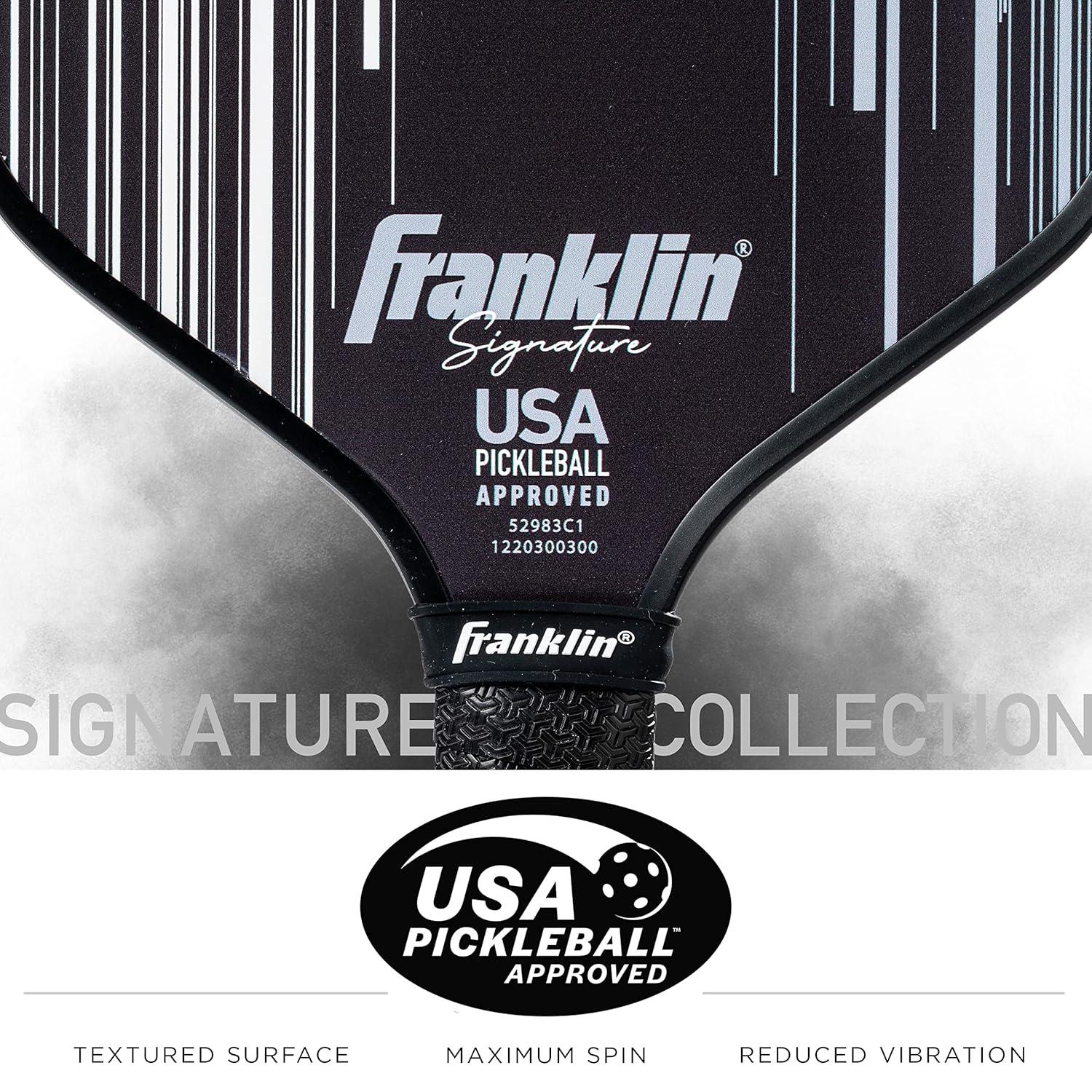Franklin Sports Pro Pickleball Paddles - Signature Series Pro Pickleball Paddle with MaxGrit Surface - USA Pickleball (USAPA) Approved Tournament Pickleball Paddle - 13mm Polypropylene Core - Black
