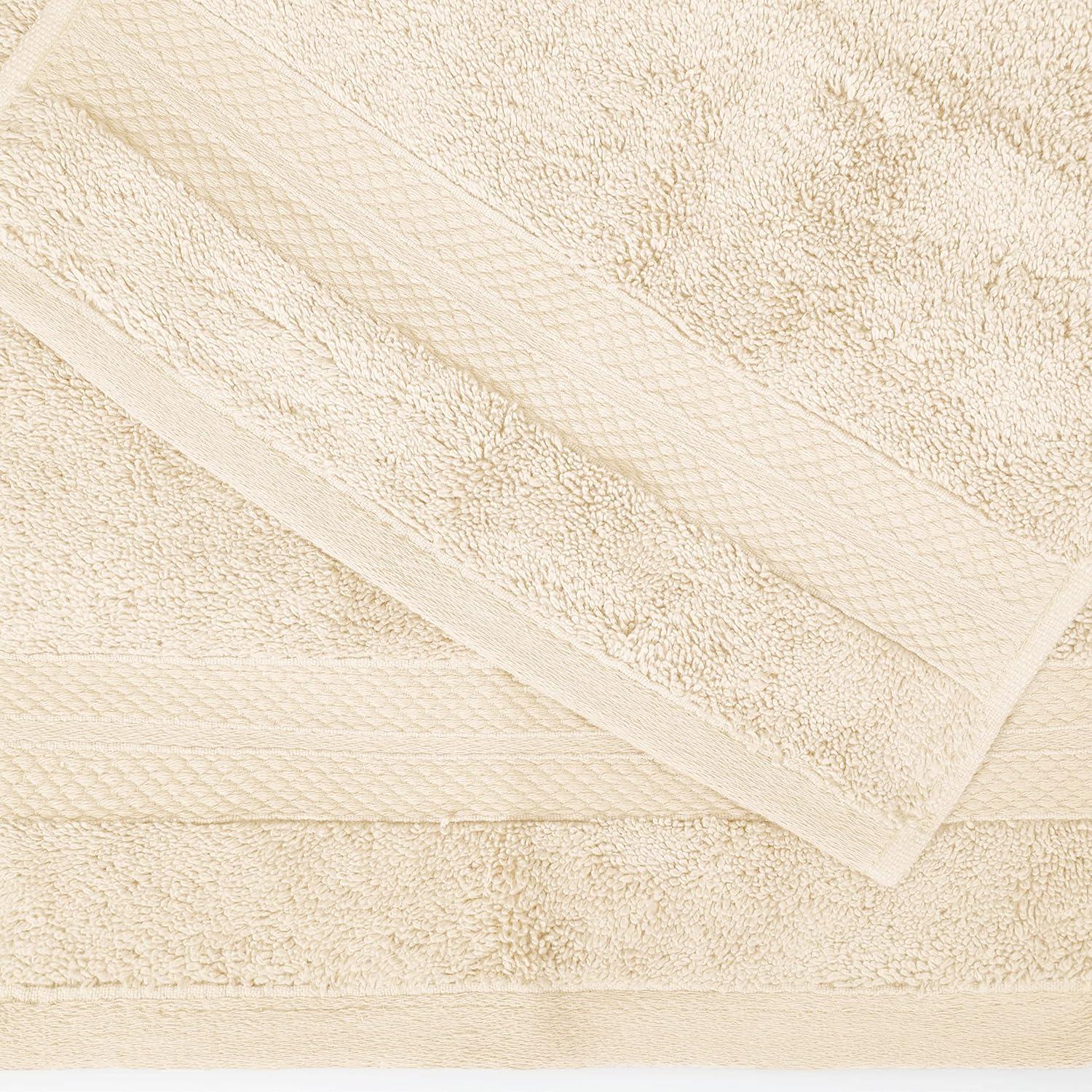 Superior Aria Turkish Cotton Solid Heavyweight Ivory Bath Towel Set of 2