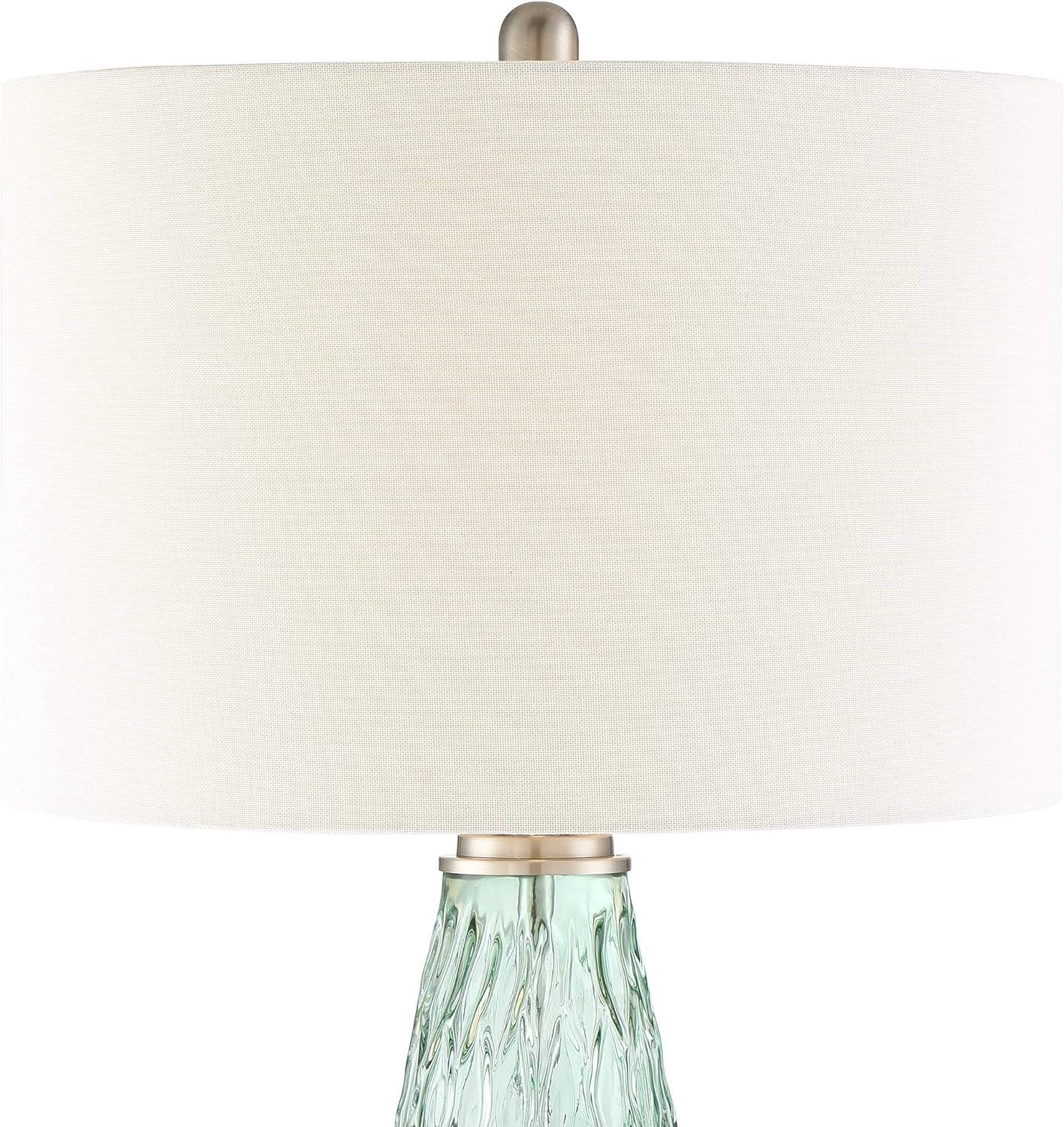 360 Lighting Julia 26 3/8" Tall Modern Coastal Table Lamps Set of 2 Seafoam Green Glass Living Room Bedroom Bedside Nightstand House Off-White Shade