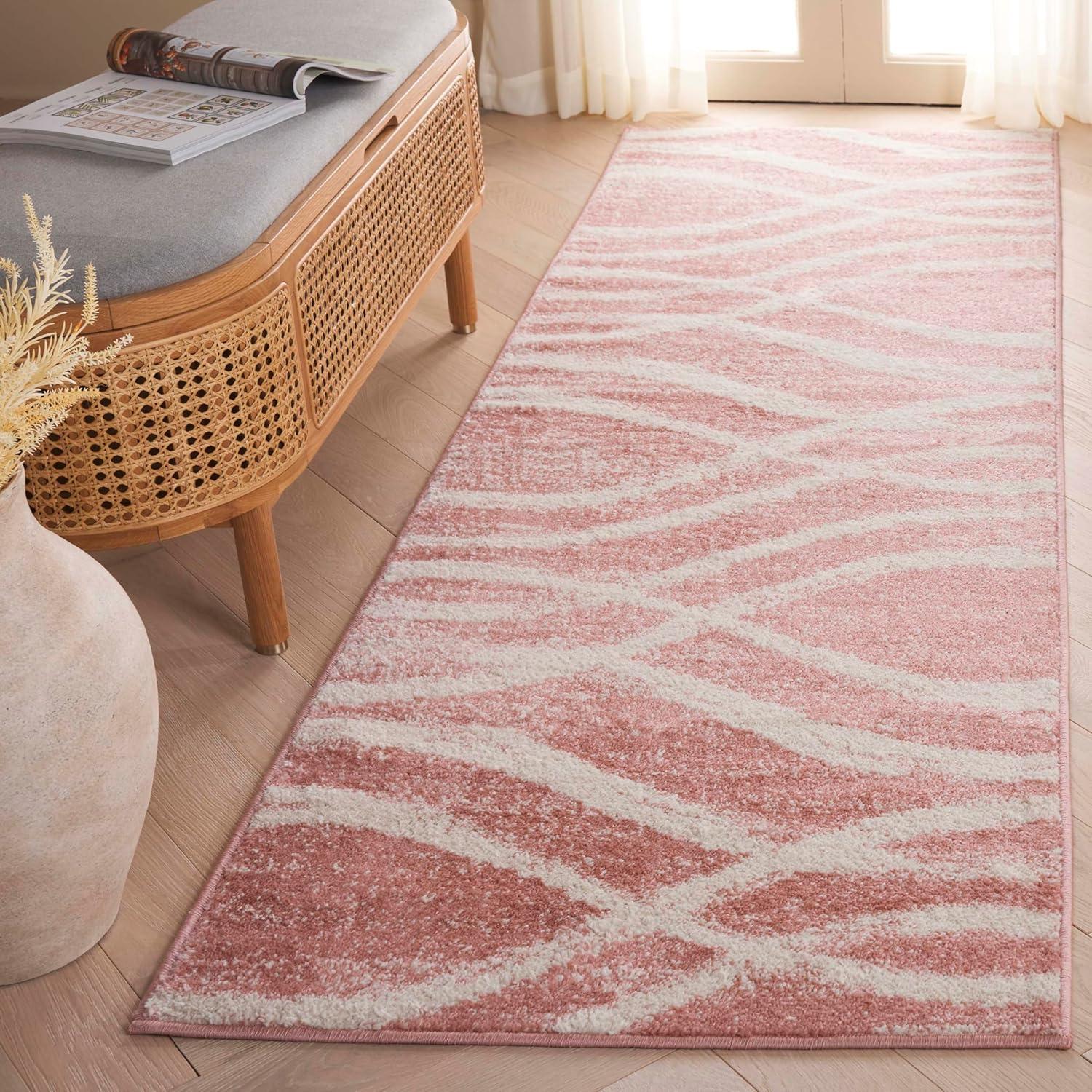 Adirondack ADR125 Machine Made Indoor Runner - Rose/Cream - 2'-6"x10' - Safavieh