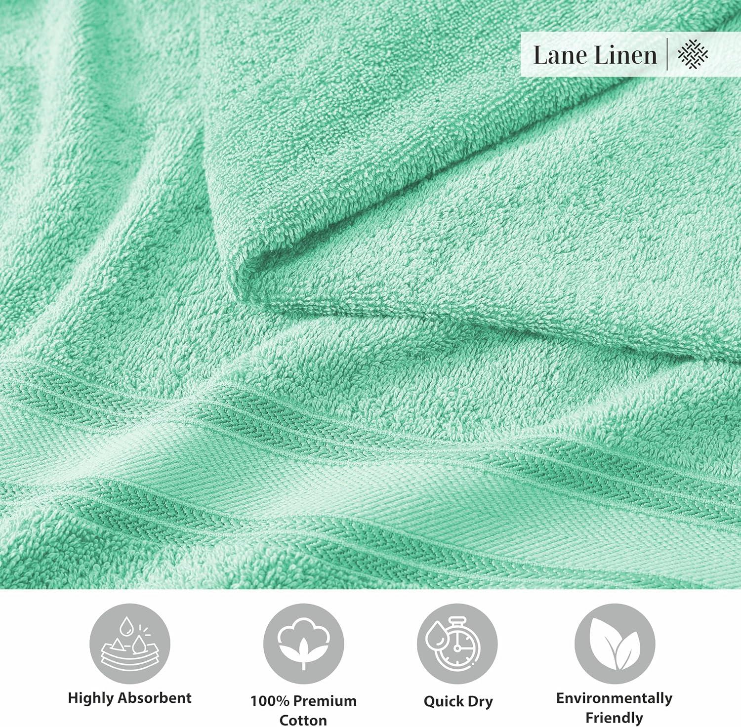 LANE LINEN Luxury Bath Towels Set - 12 Piece Set, 100% CottonBathroom Towels, Zero Twist, Shower Towels, Extra Absorbent Bath Towel, Super Soft, 4 Bath Towels, 4 Hand Towels, 4 Wash Cloths - Aqua Sky