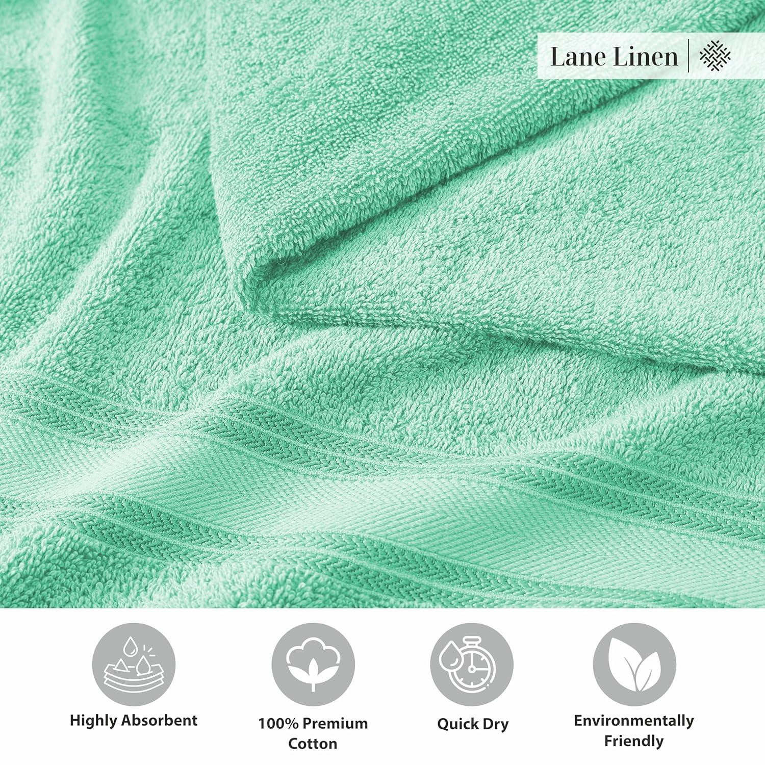 LANE LINEN Luxury Bath Towels Set - 12 Piece Set, 100% CottonBathroom Towels, Zero Twist, Shower Towels, Extra Absorbent Bath Towel, Super Soft, 4 Bath Towels, 4 Hand Towels, 4 Wash Cloths - Aqua Sky