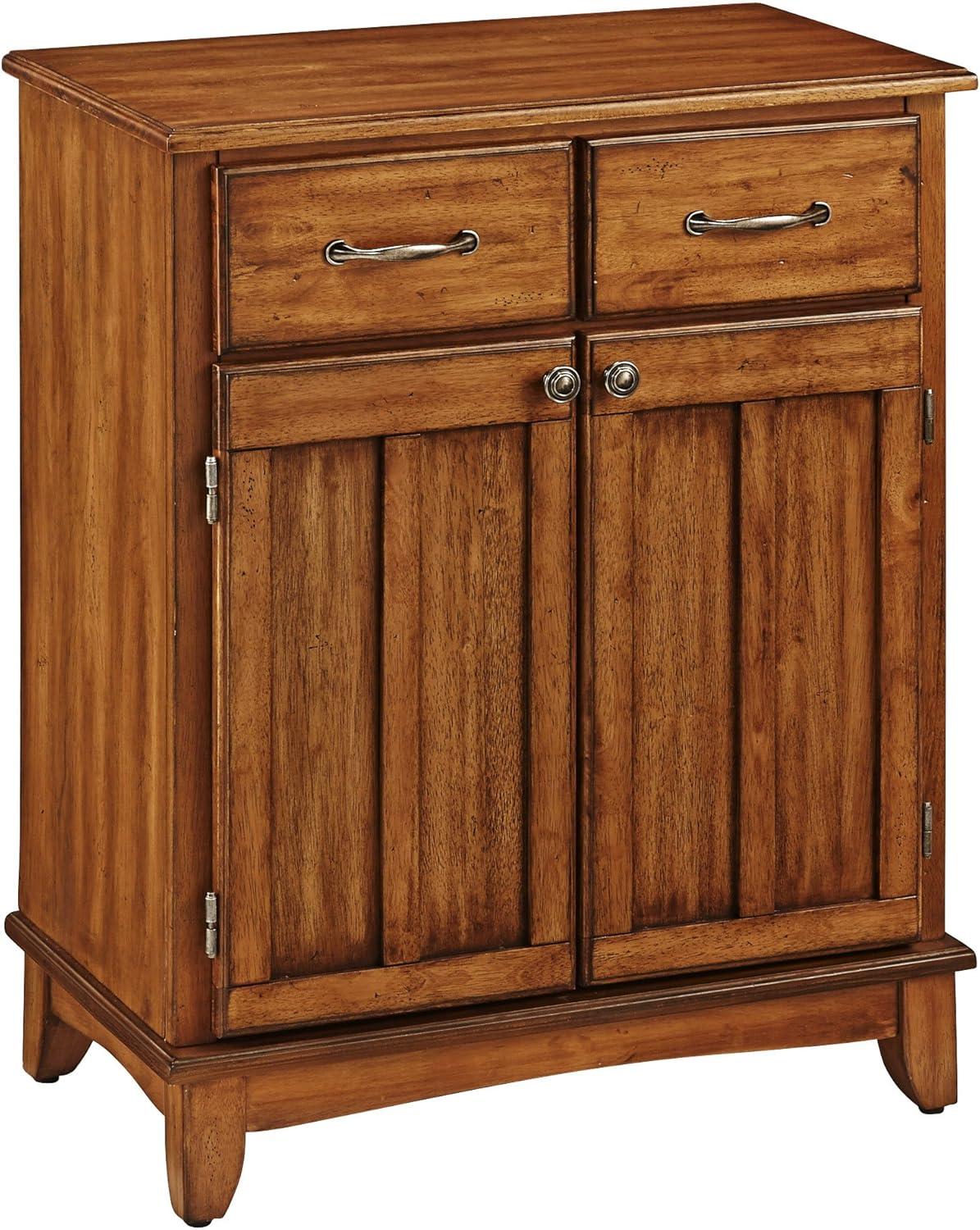 Sideboard Buffet Servers with Stainless Top Oak Brown - Home Styles: Kitchen Storage, Adjustable Shelves