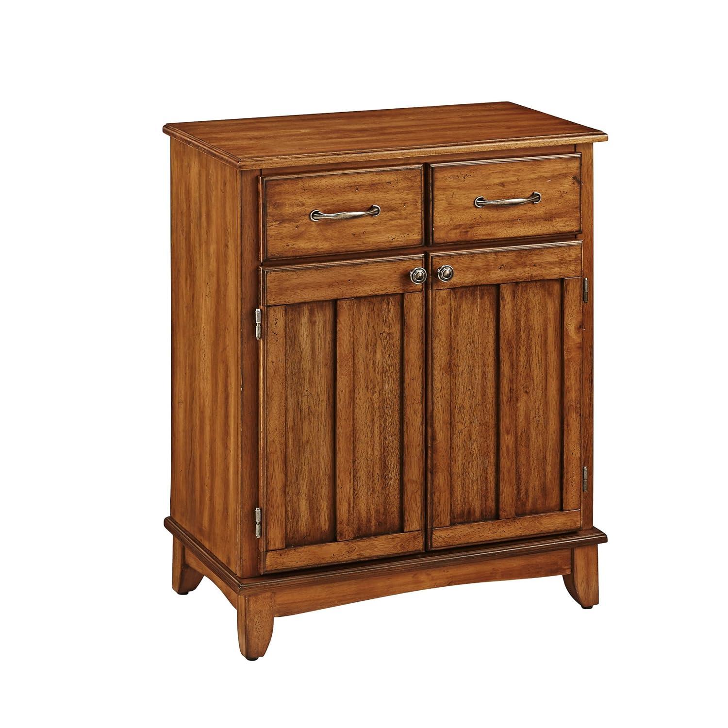 Sideboard Buffet Servers with Stainless Top Oak Brown - Home Styles: Kitchen Storage, Adjustable Shelves