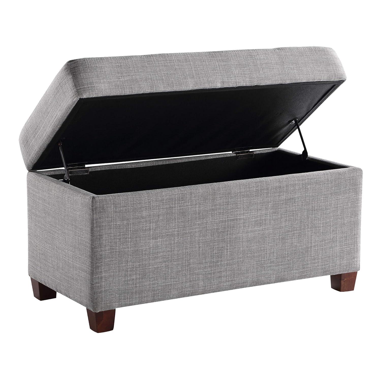 OSP Home Furnishings Storage Ottoman in Dove Gray Fabric