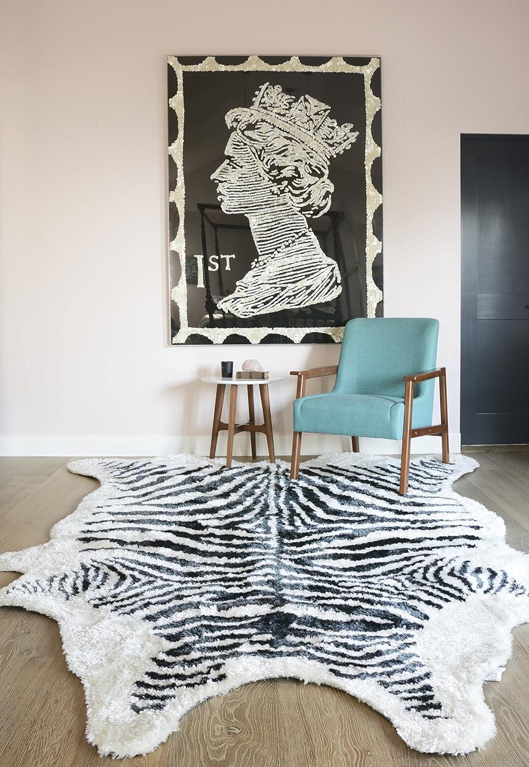 Novelty Khalhari Animal Print Handmade Tufted Black/White Area Rug