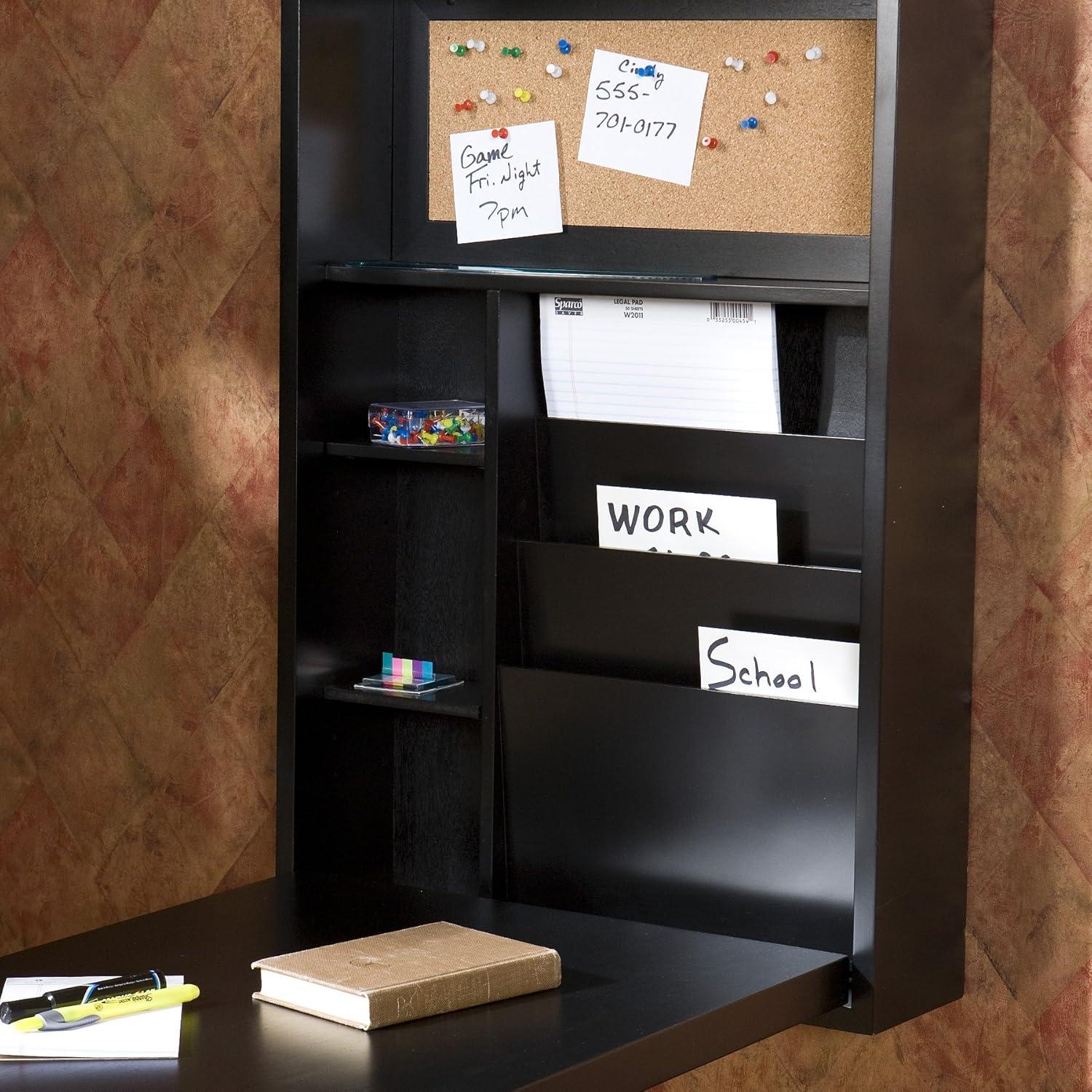 SEI Furniture Wooden Fold-Out Convertible Desk in Black